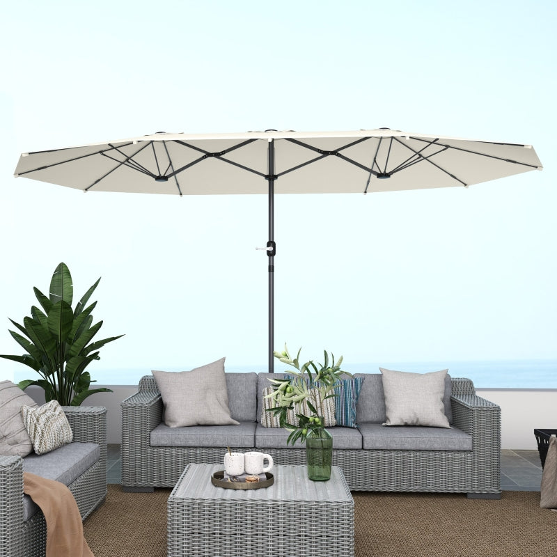 Double Parasol, 436 x 260 cm, UV Protection, Steel, Beige