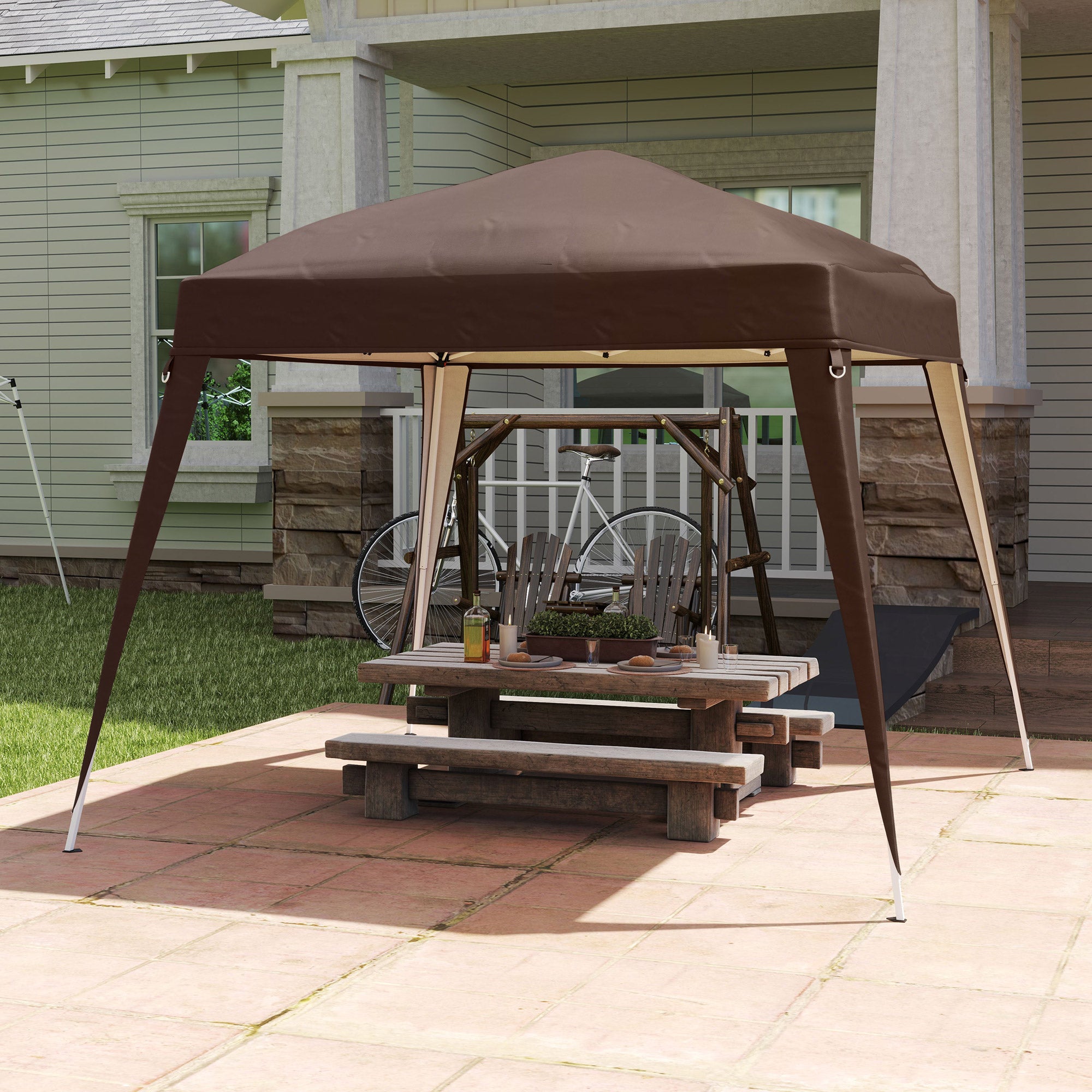 Gazebo Replacement Roof 3x3m, Water-Repellent, Stable, Coffee