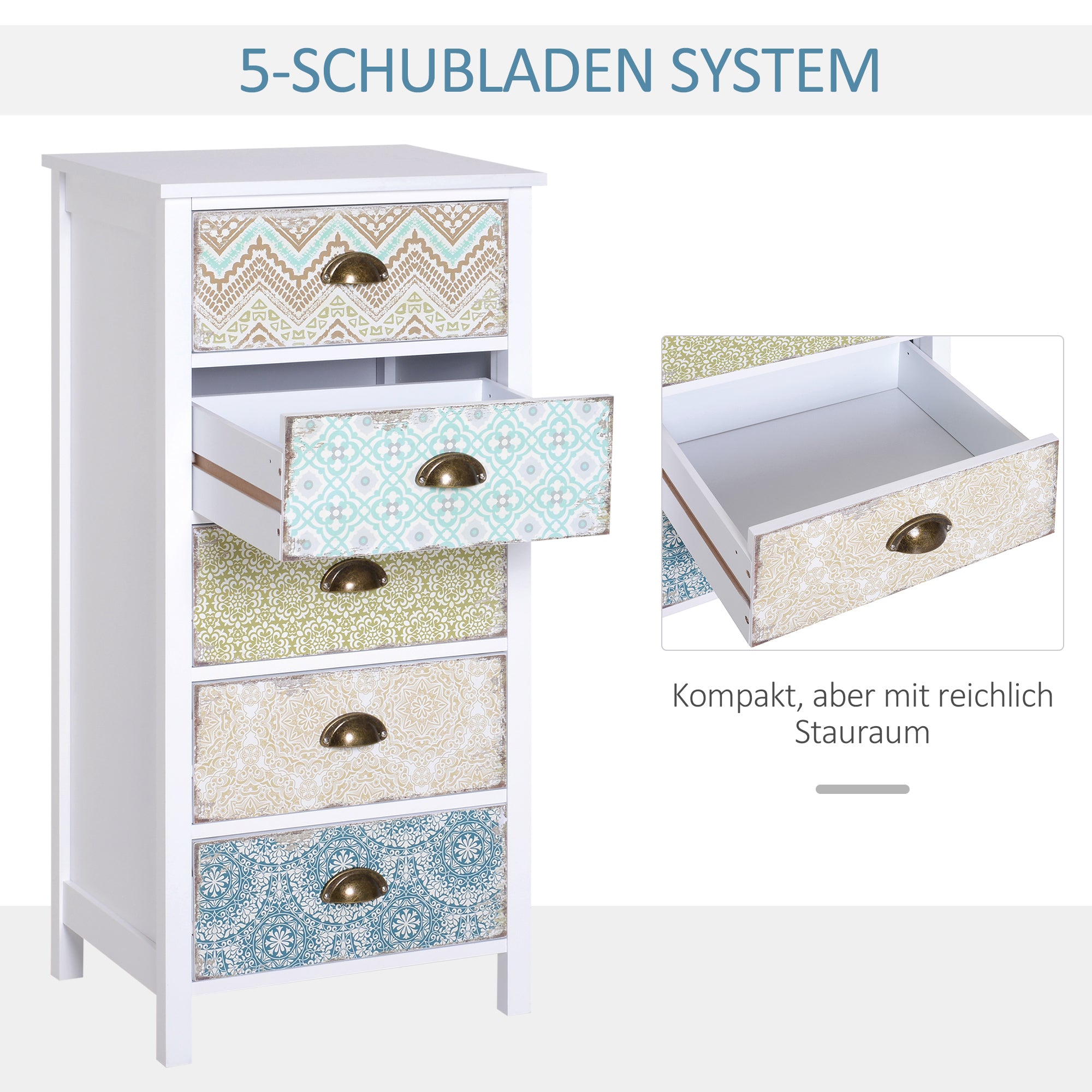 Chest of Drawers, 5 Drawers Anti-Tip, Colorful