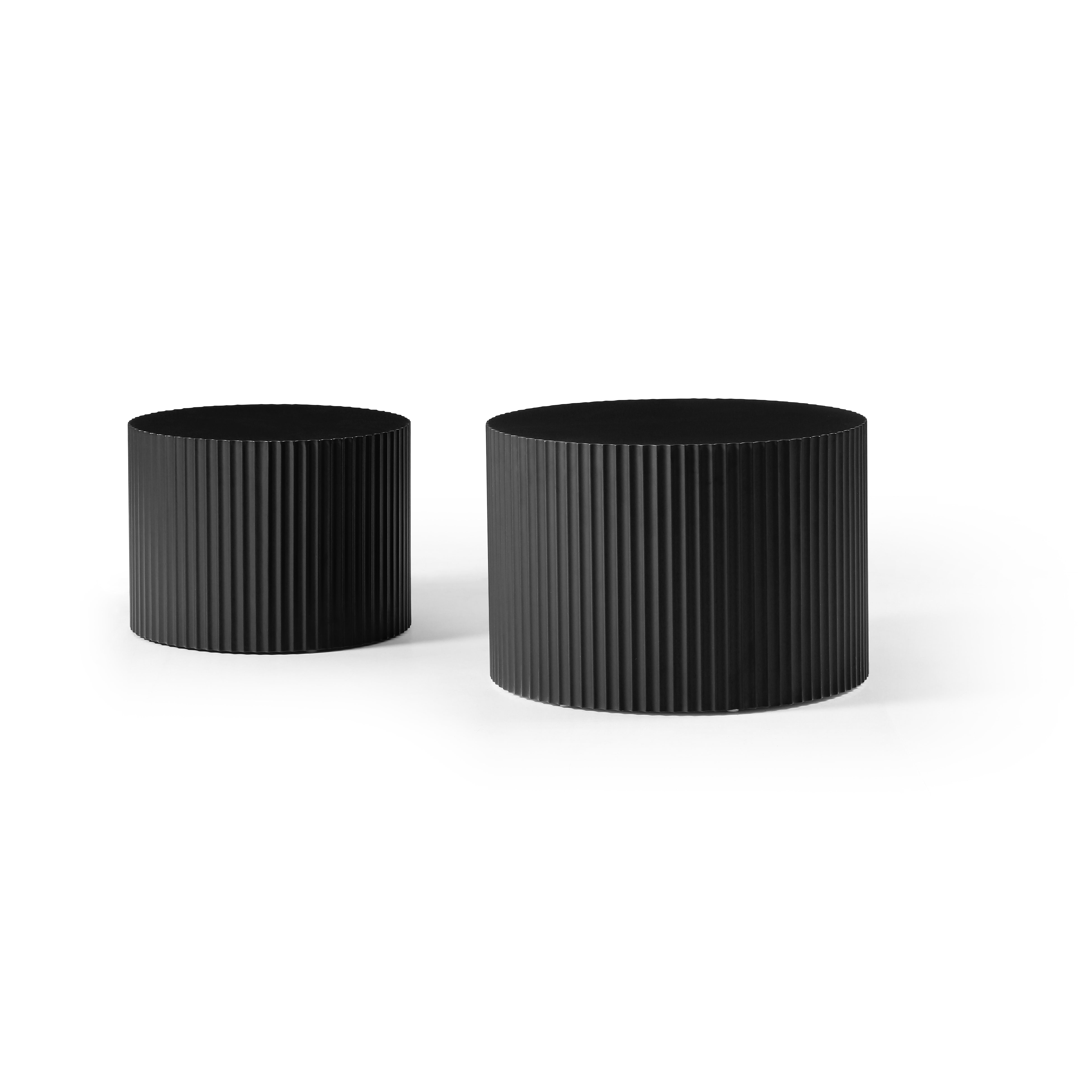 Side Table Set 2-Piece Nesting Wavy Edge 60x40/48x35 - Black Matte