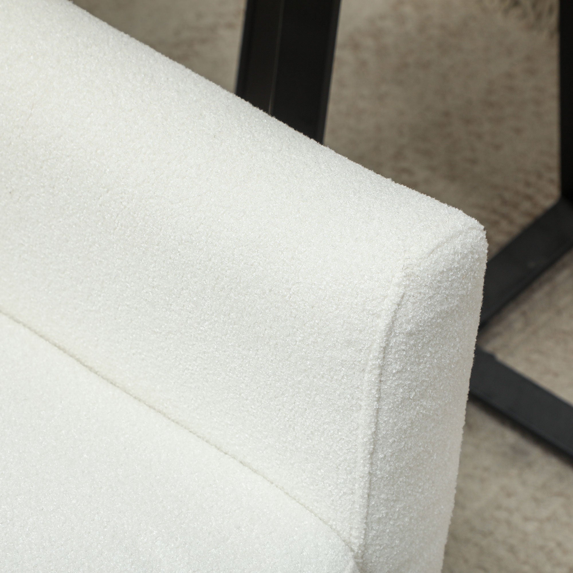 Armchair Tufted Lounge Chair with Teddy Fleece, White