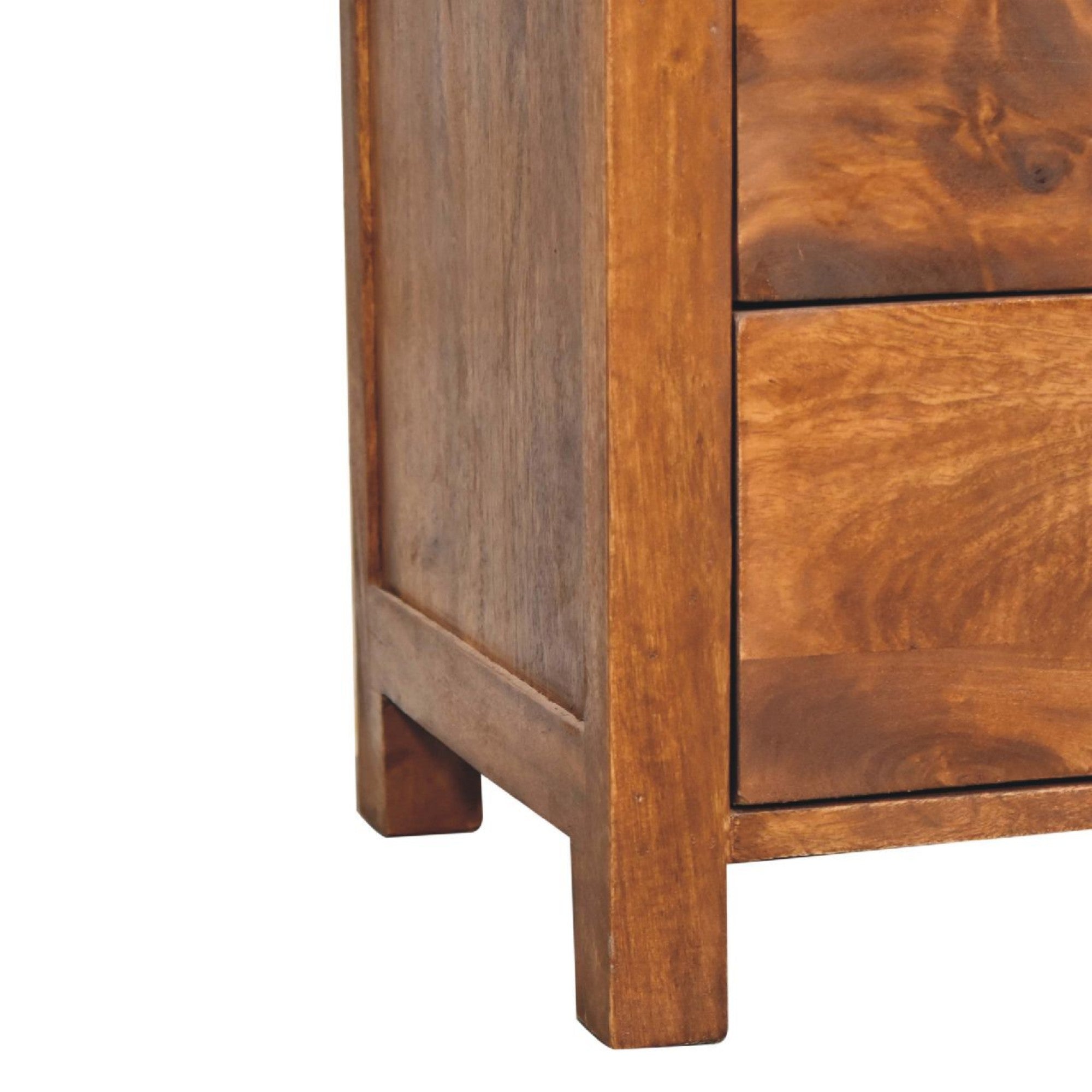 Solid Wood Aspen Bedside: 2 Drawers, 1 Open Slot - Dark Brown