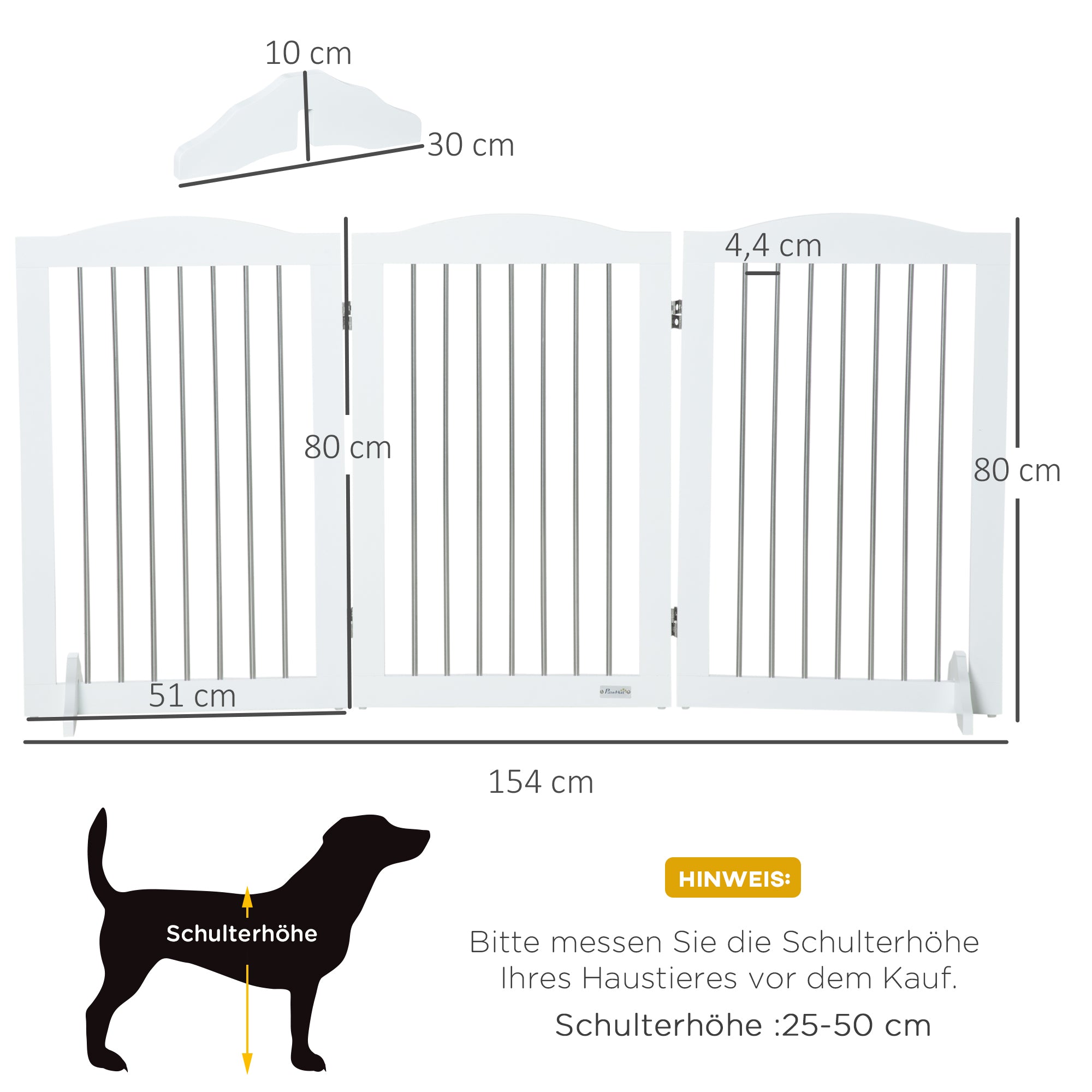 Dog Gate Foldable 3-Panel Stair Safety Barrier, White