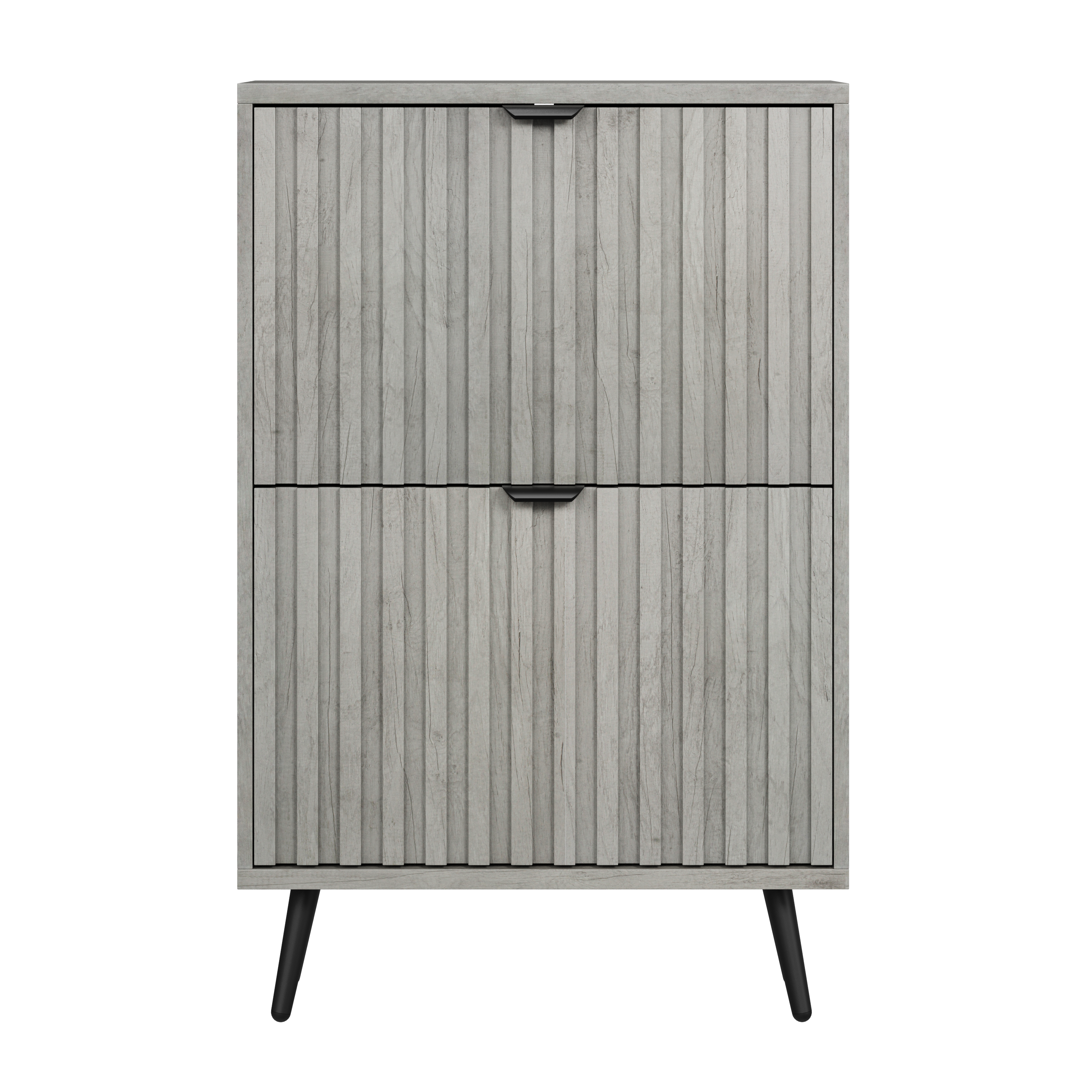 Shoe Cabinet 60cm with 2 Flip-Drawers, Grey
