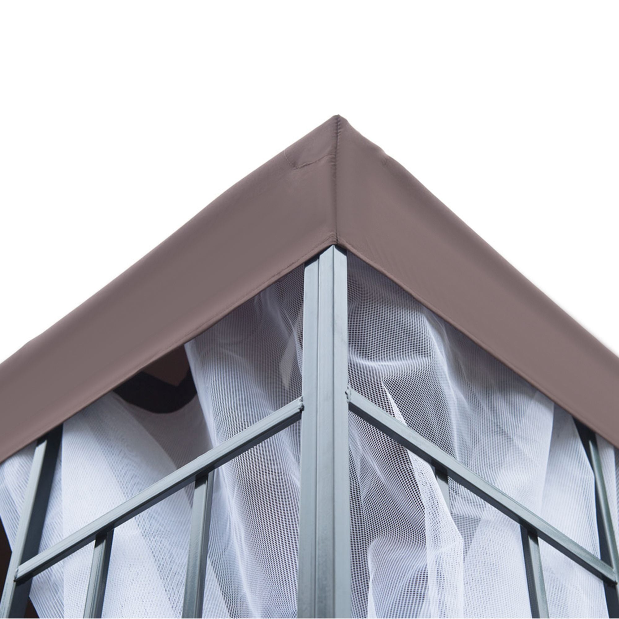 3x3m Patio Gazebo Canopy with 2-Tier Roof & Mosquito Netting, Steel Frame, Coffee