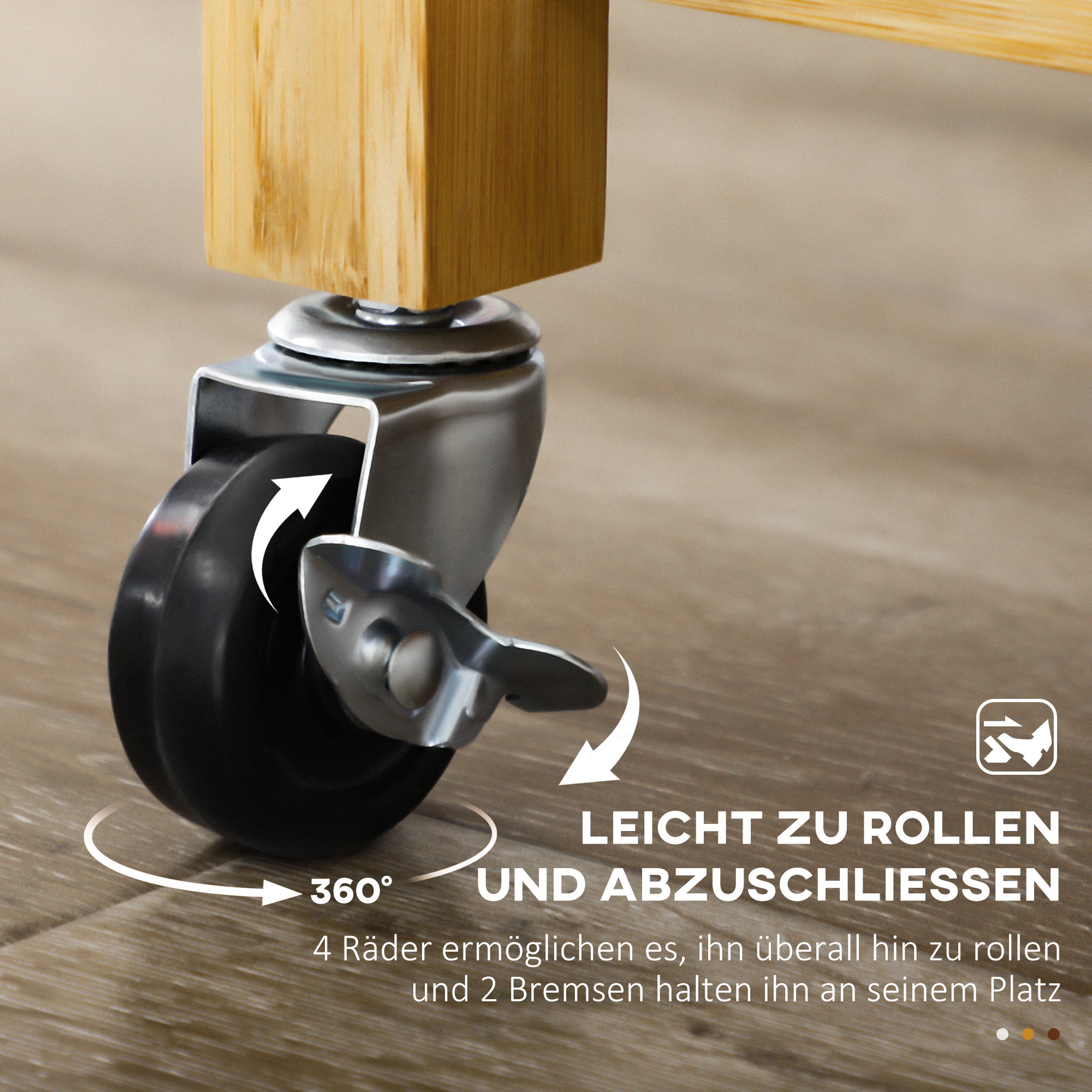 Kitchen Trolley Serving Trolley Drawer Cabinet Towel Rack Bamboo Natural