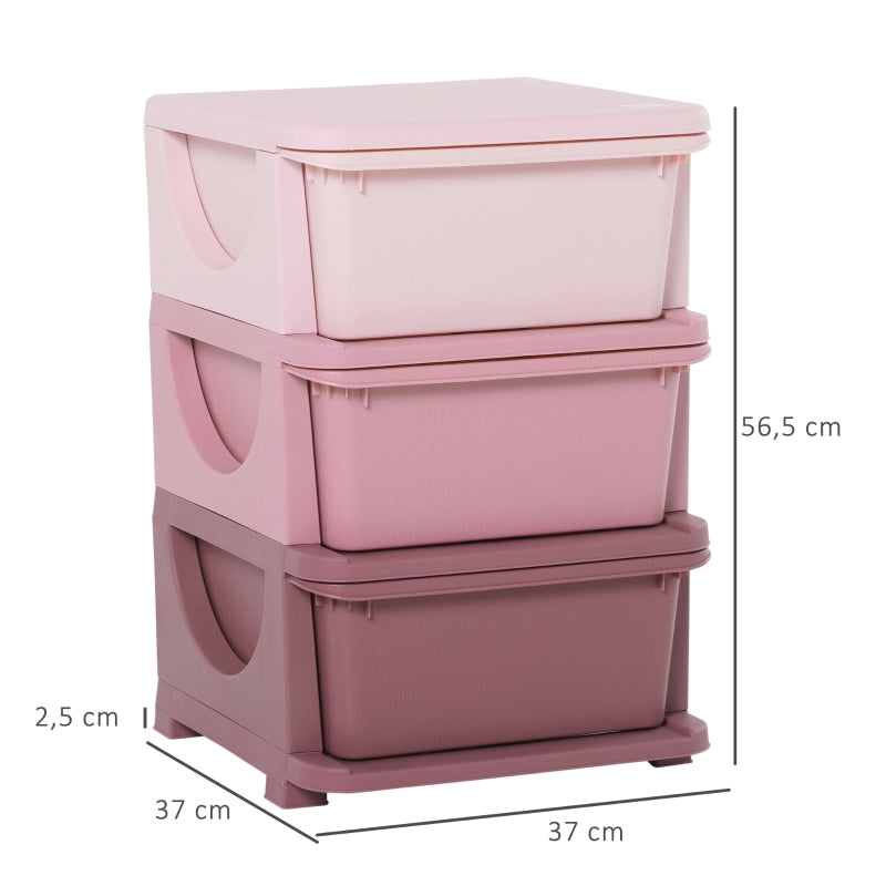 Toy Storage, 3-Tier Chest of Drawers, Pink