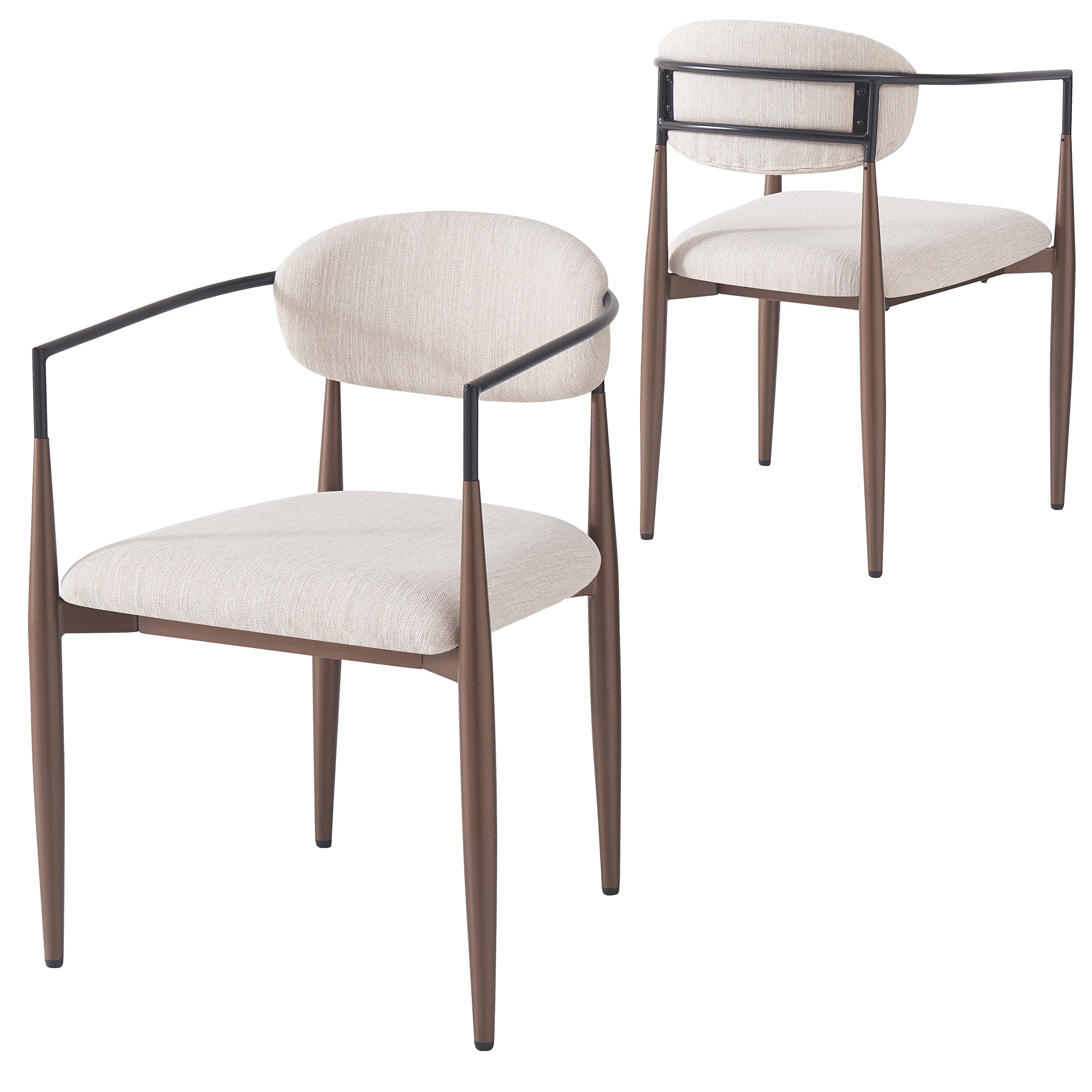 Dining Chair/Makeup Stool 2-Piece Ergonomic Adjustable Legs Linen Fabric