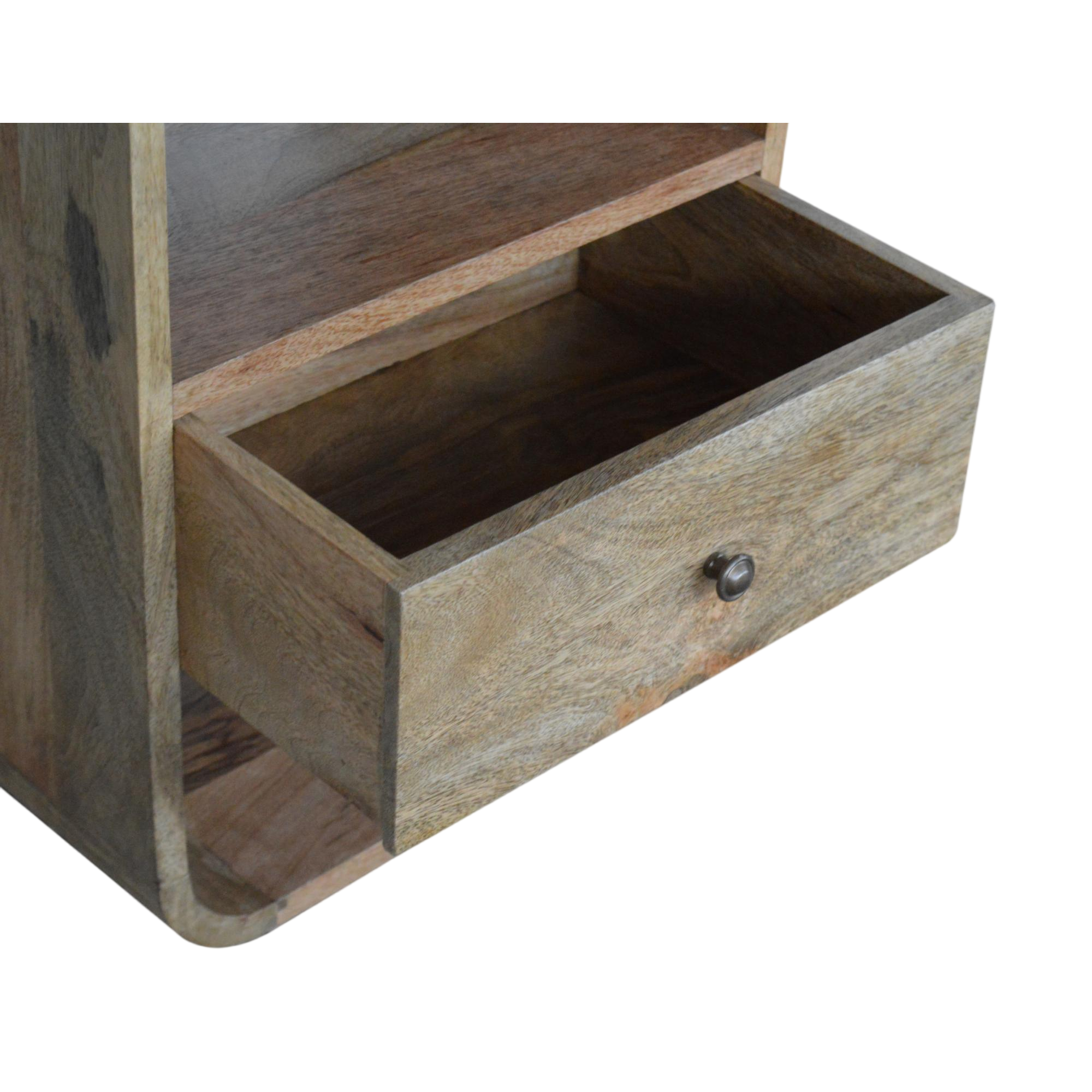 Solid Wood London Bedside, 1 Drawer 2 Open Slots, Beige