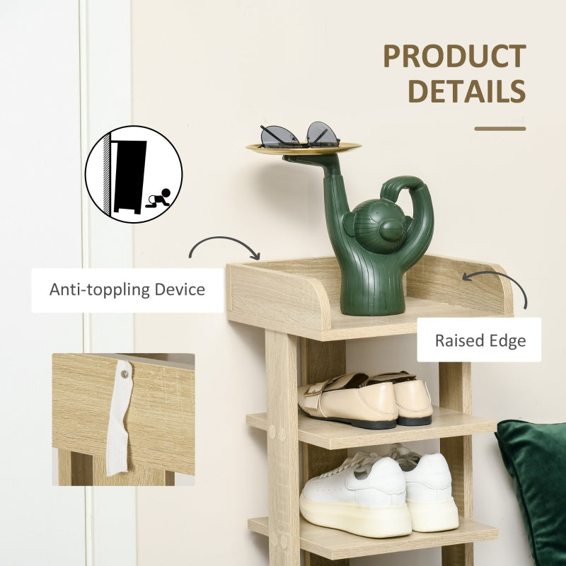 7 Tier Shoe Rack Organizer Storage Shelf Display Cabinet for Entryway, Wooden Oak