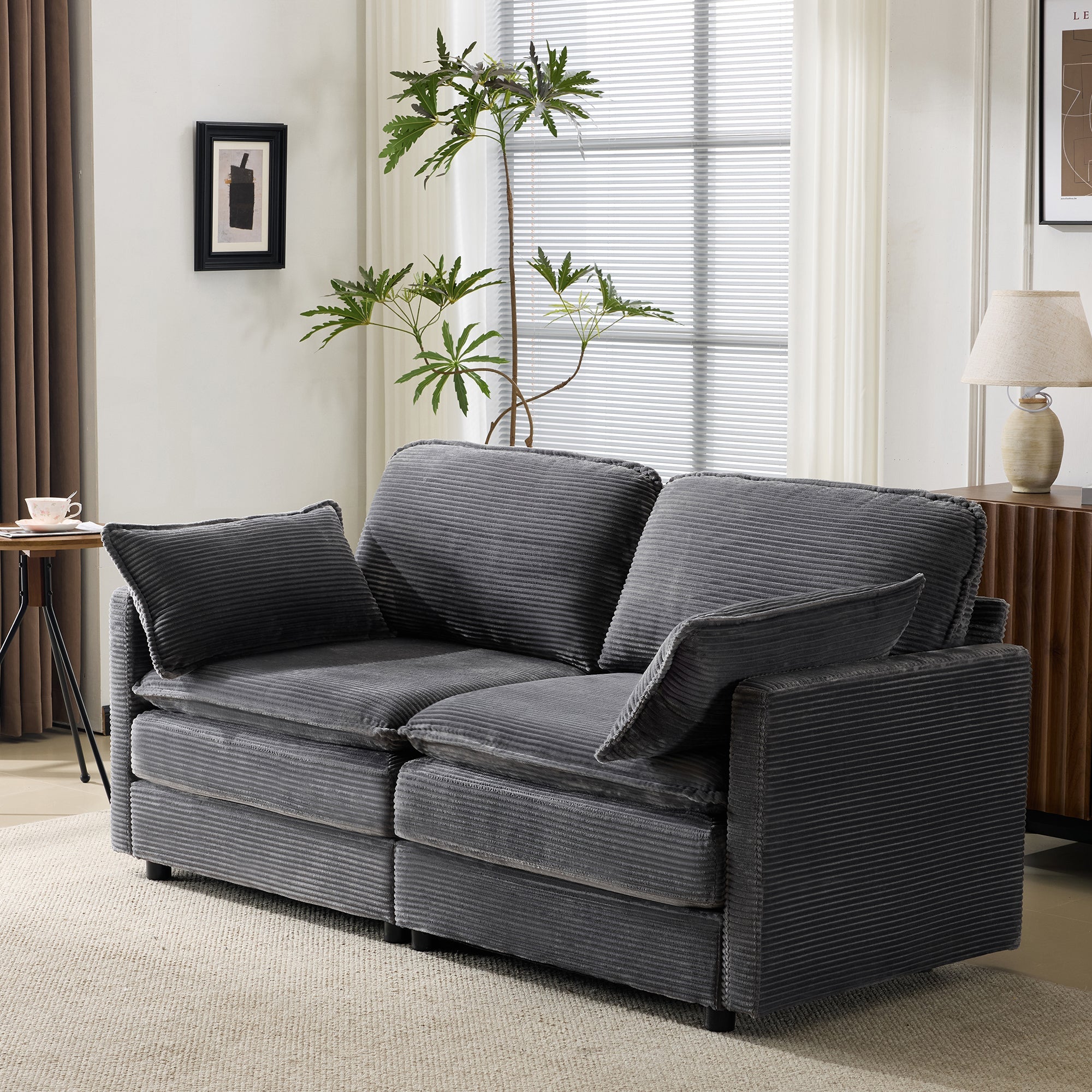 Modern Minimalist 2-Seater Sofa, Comfortable & Spacious, for Living Room/Bedroom