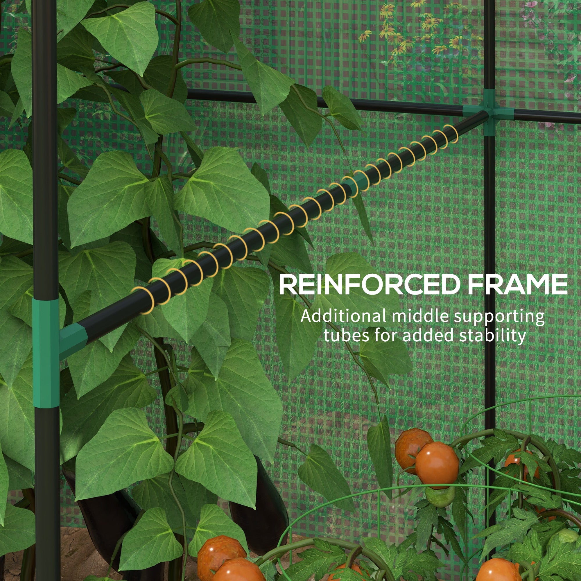 Greenhouse Walk-in Garden Grow House Roll-up Door Mesh Windows 200x140x200cm Green