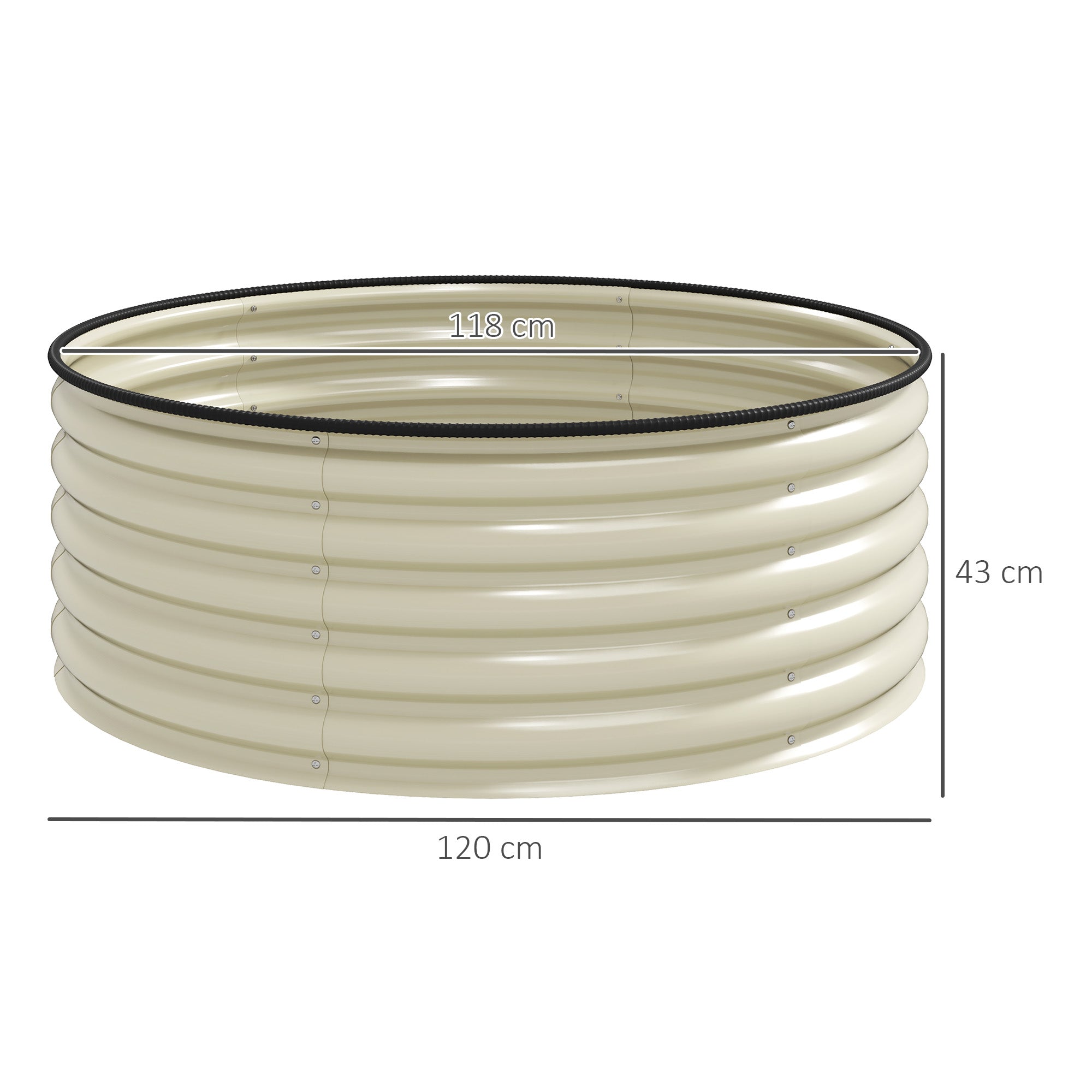 Raised Bed, Steel, 120x120x43cm, Steel