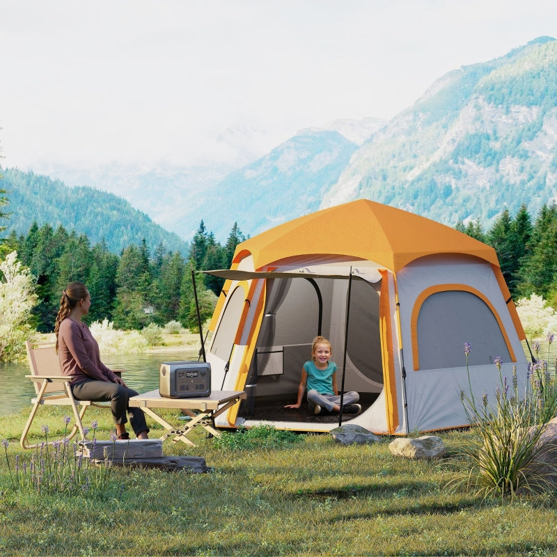 Instant Pop Up Camping Tent, Easy Setup Dome Family Tent, Waterproof & UV Protected, Light Grey