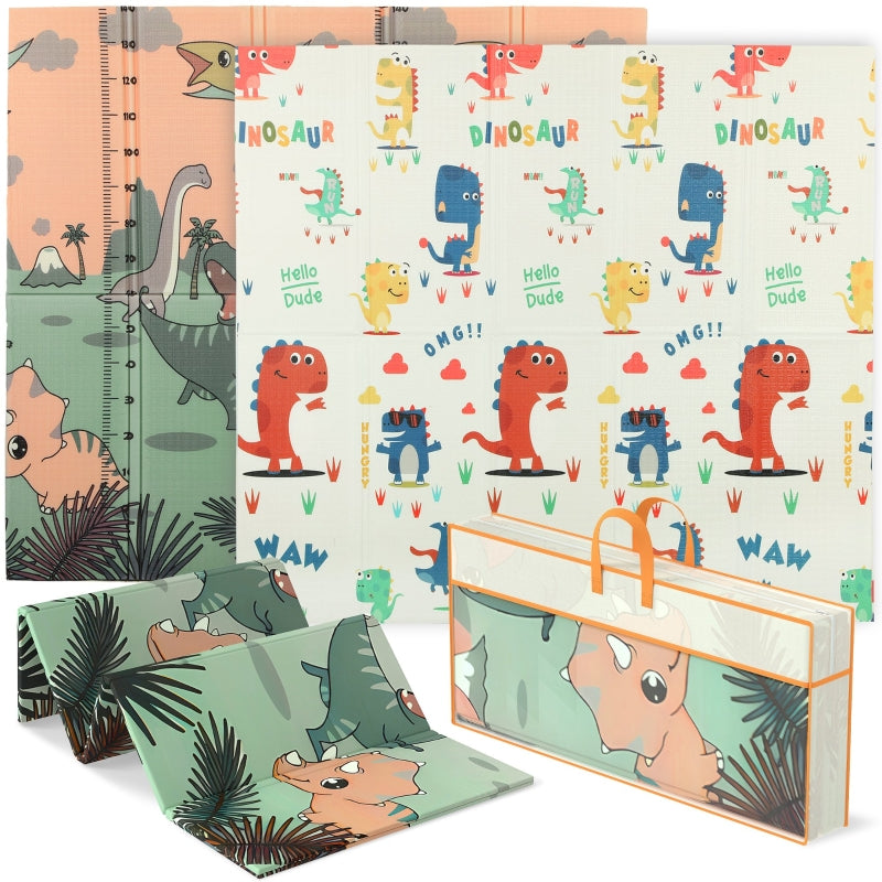 Baby Play Mat, Foldable Reversible Waterproof Crawling Mat, Dinosaur Print