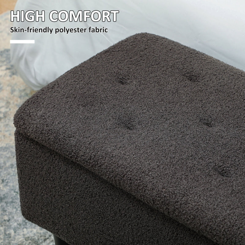 Storage Ottoman 47L Teddy Fleece Dark Grey
