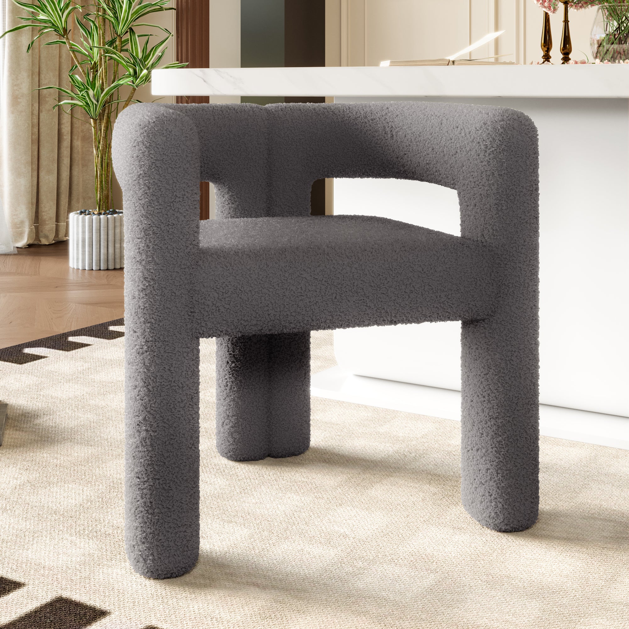 Ergonomic Armchair, Comfortable Versatile Quick-Assemble, Premium Teddy Pile