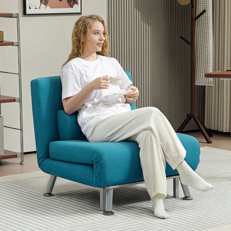 Single Sleeper Chair - Linen-Feel, Dark Blue
