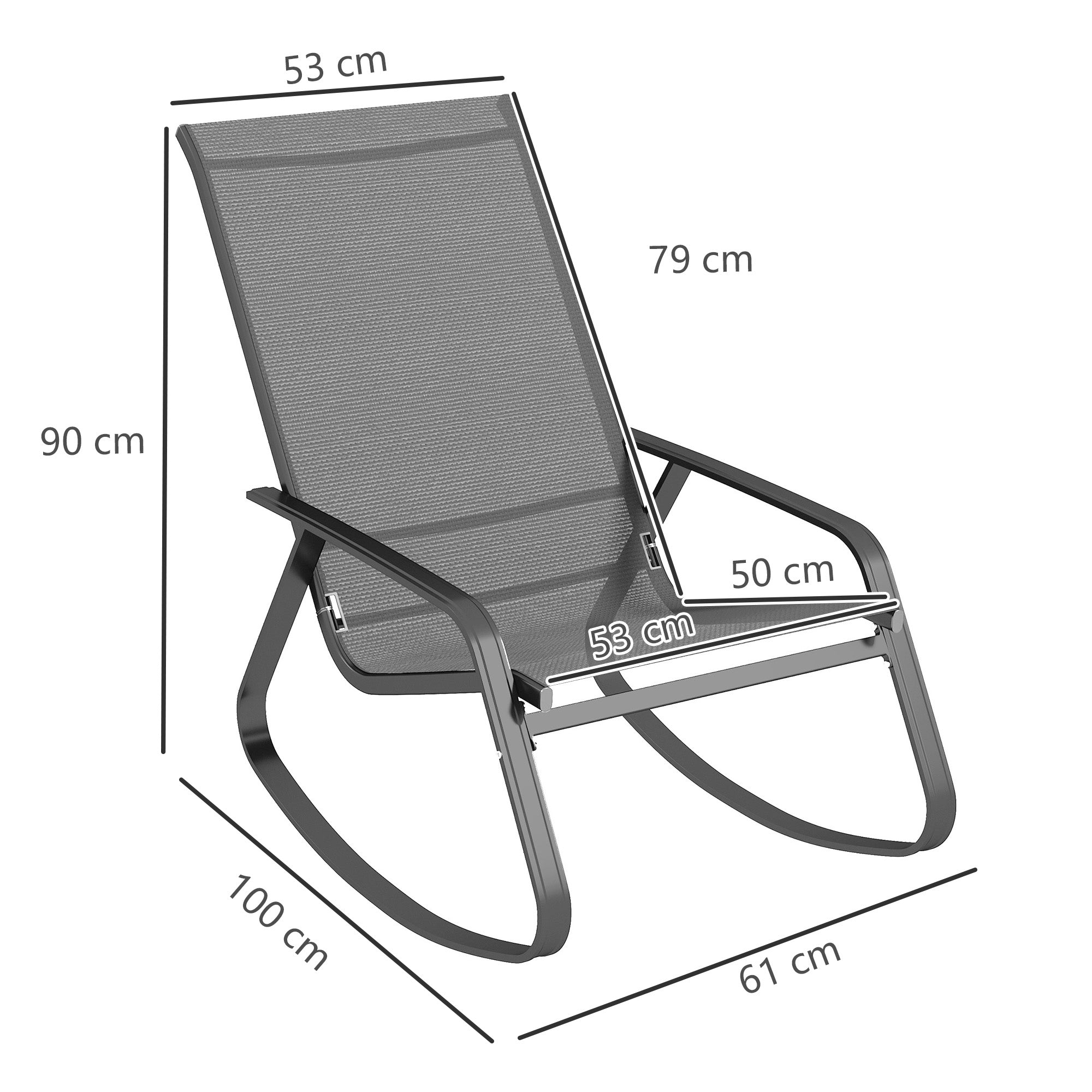 Rocking Garden Chair Outdoor Seating - Grey