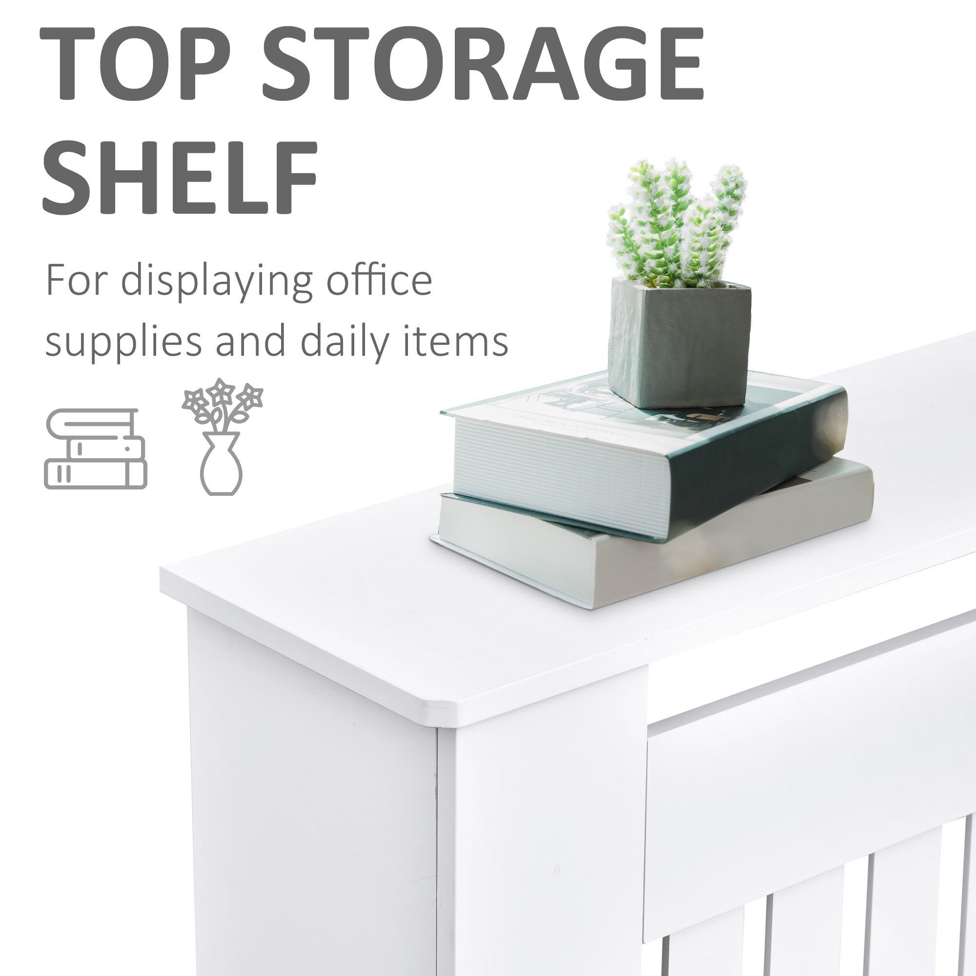 Slatted Radiator Cover Cabinet MDF Lined Grill White