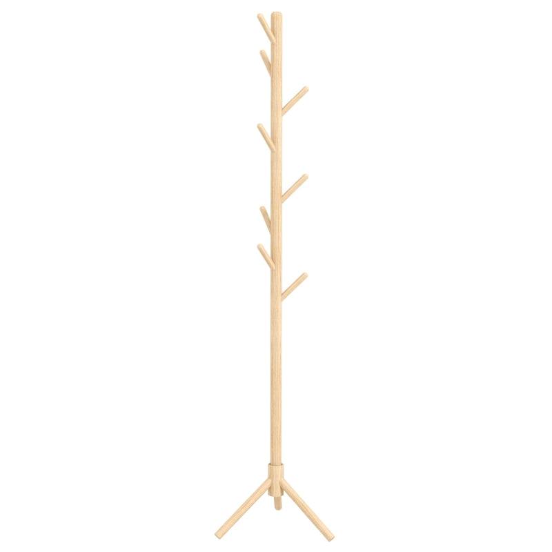 Eight-Hook Coat Rack Stand, Wooden - Natural