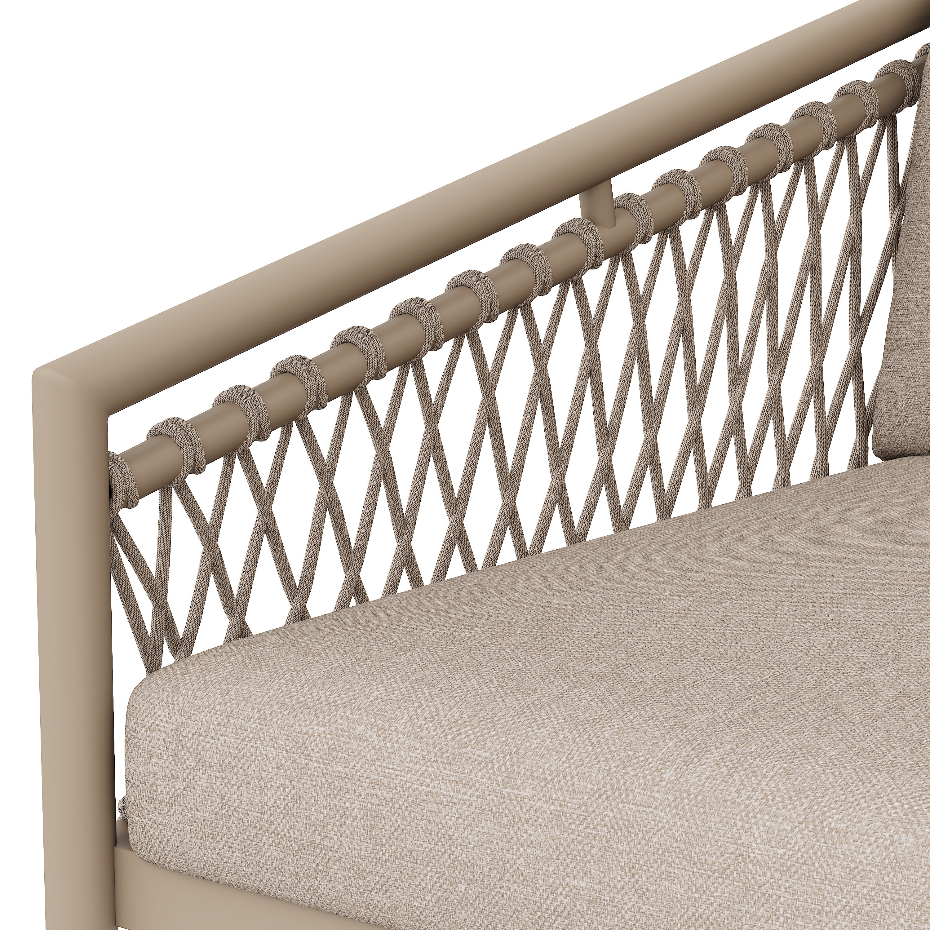 Garden Lounge Set Rope Outdoor Sofa with Cushions - Khaki