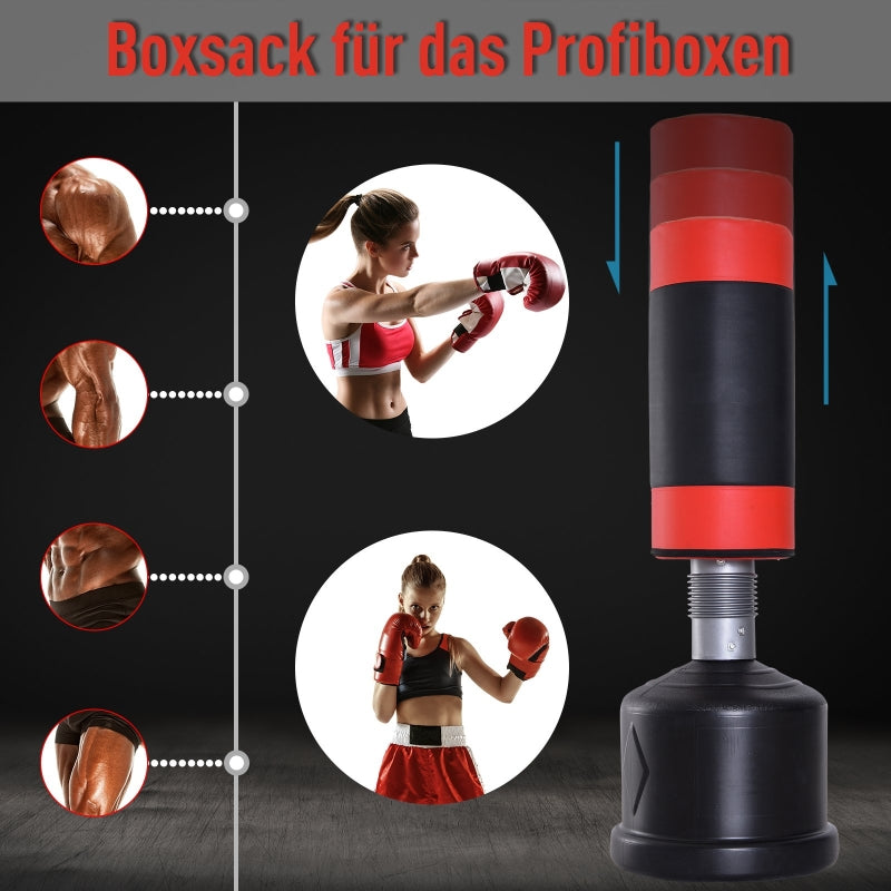 Freestanding Punching Bag, Height-Adjustable Spring Mechanism, Red