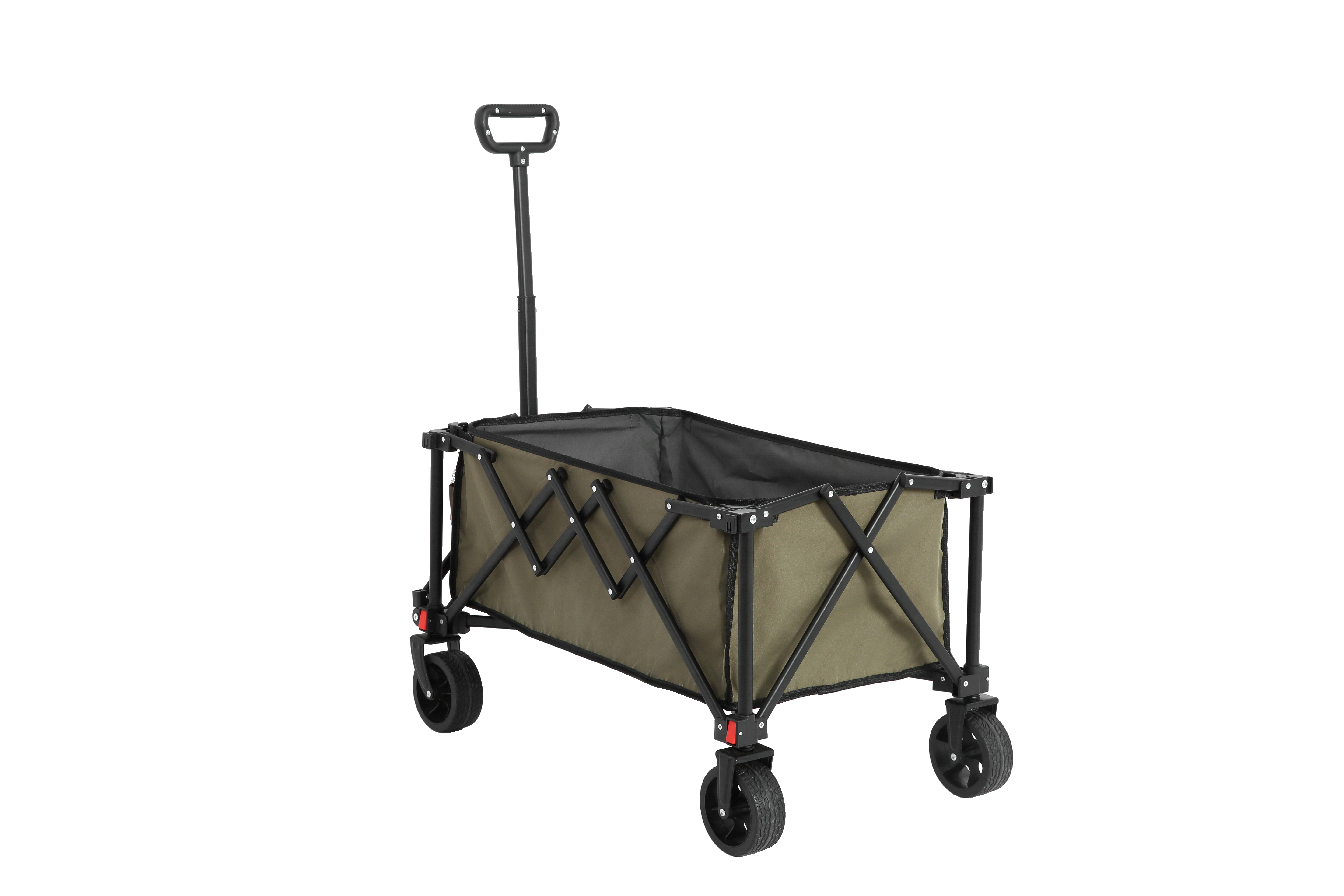 Folding Wagon Carts, all terrain wheels, heavy duty, adjustable handle, army green