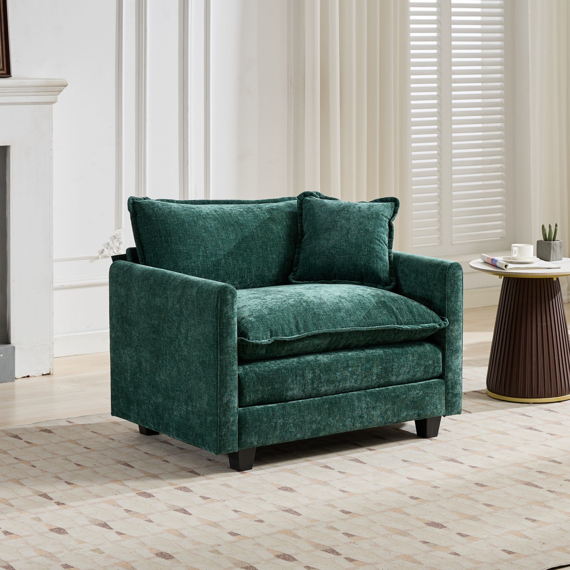 Cloud Sofa Single Seat Modern Sectional Upholstered - Green Chenille