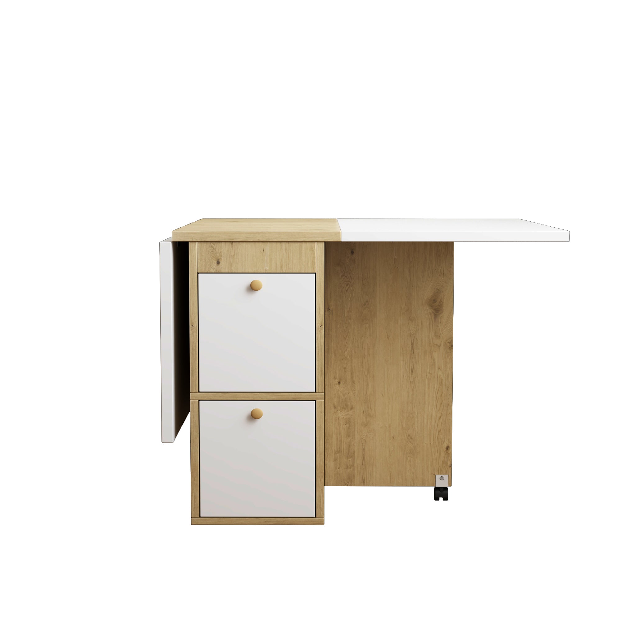 Dining Table Set Extendable Folding Multifunctional 4 Chairs White + Oak