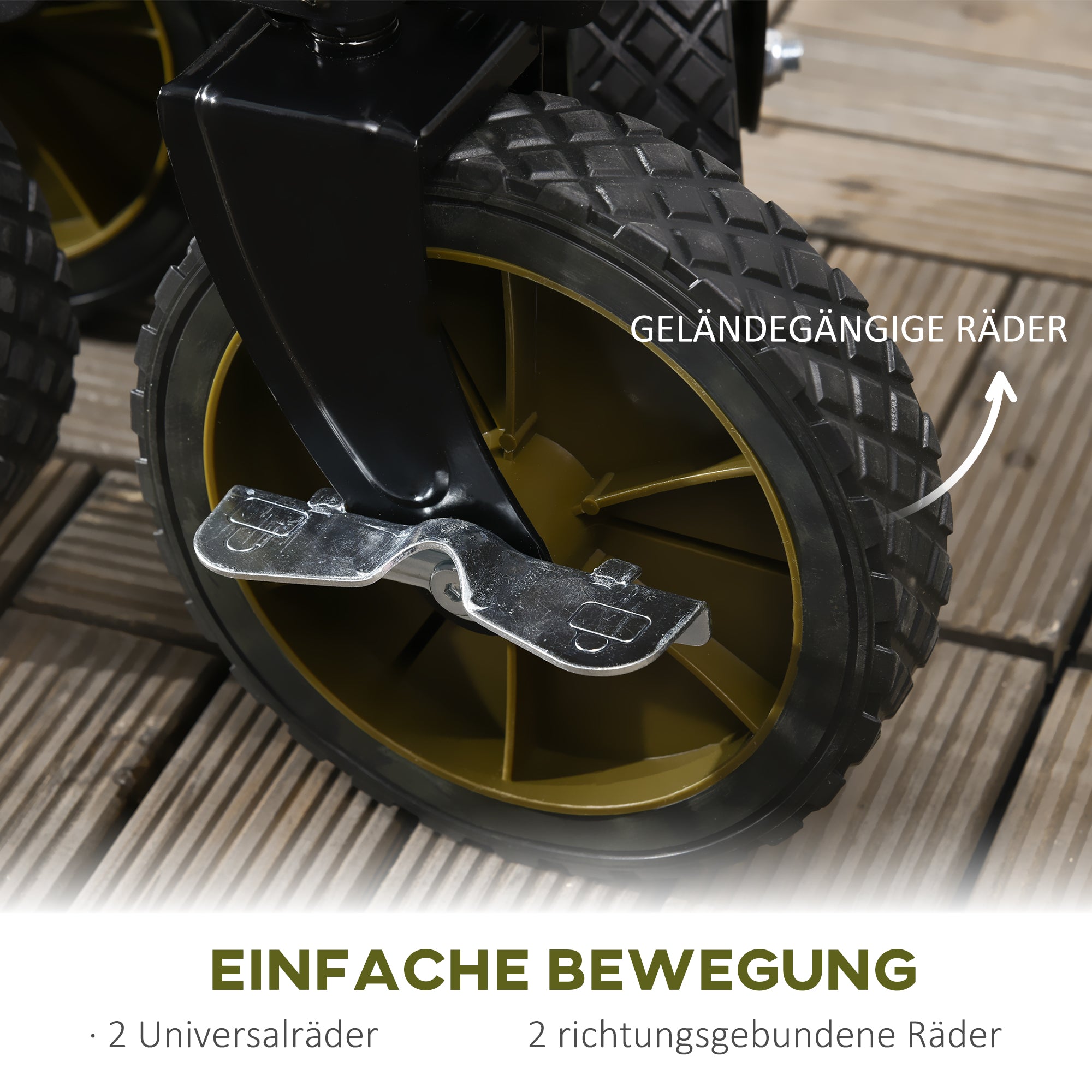 beach cart, foldable transport with 4 wheels, removable cover, height-adjustable handle, tilting tray, 5 storage bags, green