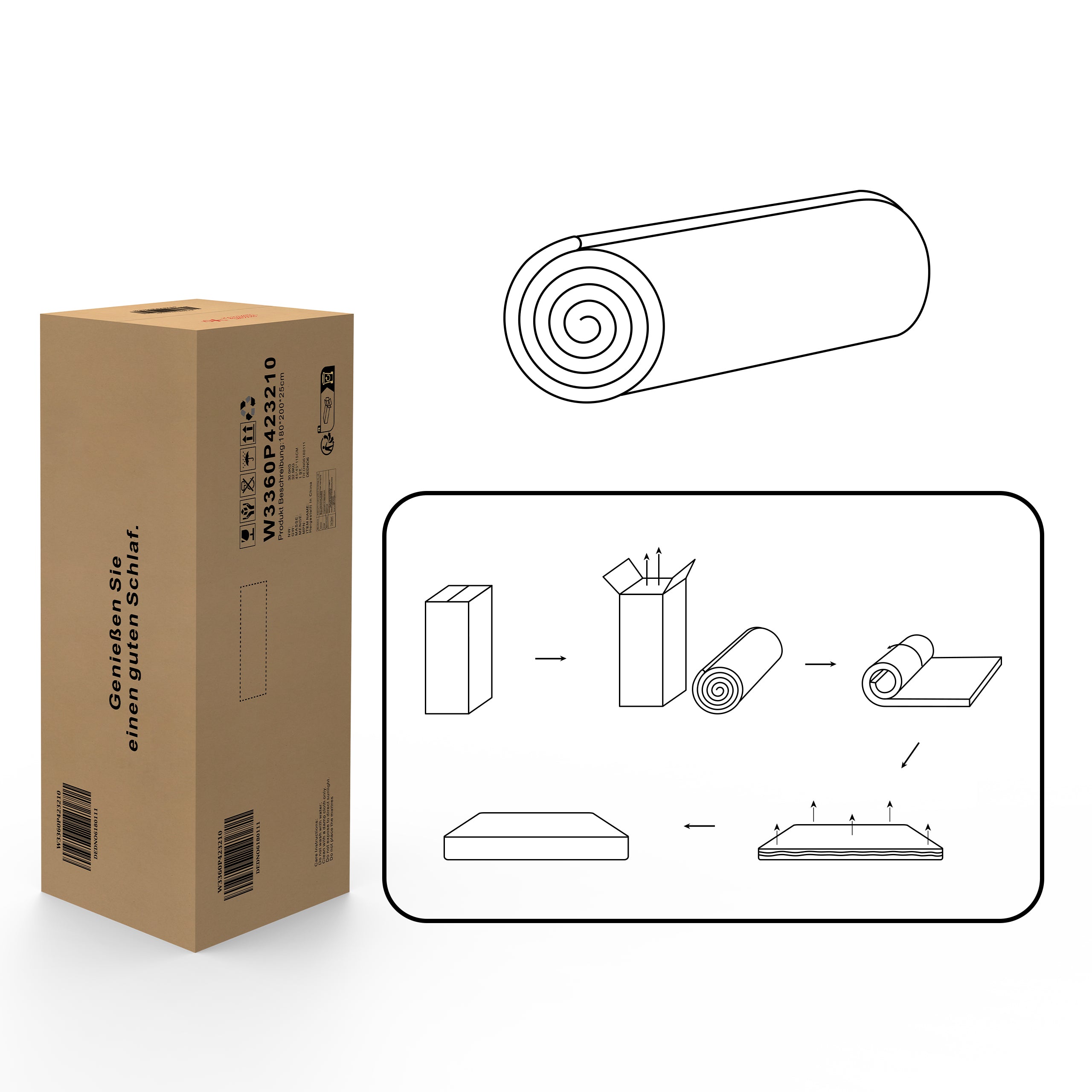 Pocket Spring Mattress 180x200, 7-Zone Ergonomic H3 with Comfort Foam, OEKO-TEX Certified White