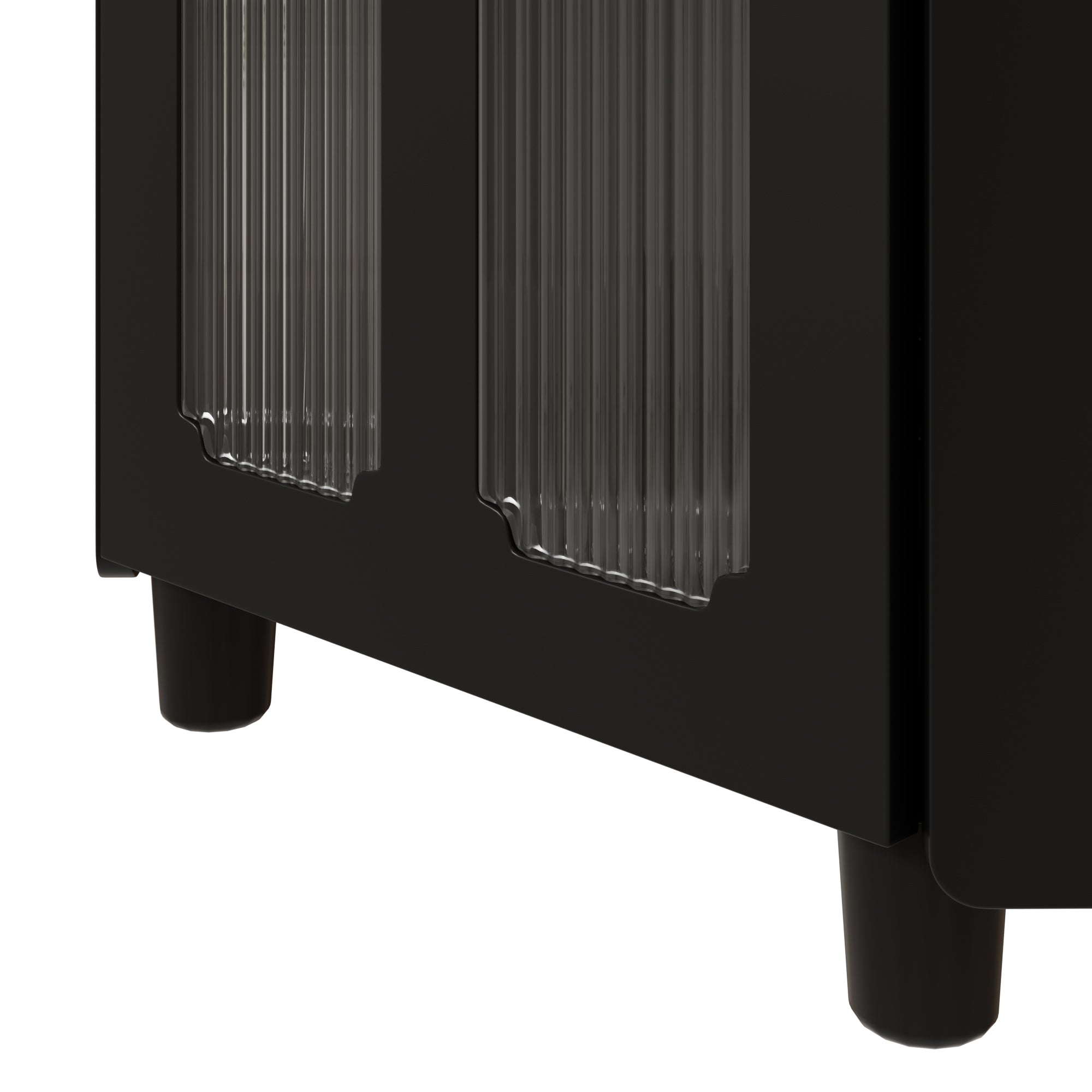 Corner Cabinet Modern LED App Control Storage - Black Lacquer