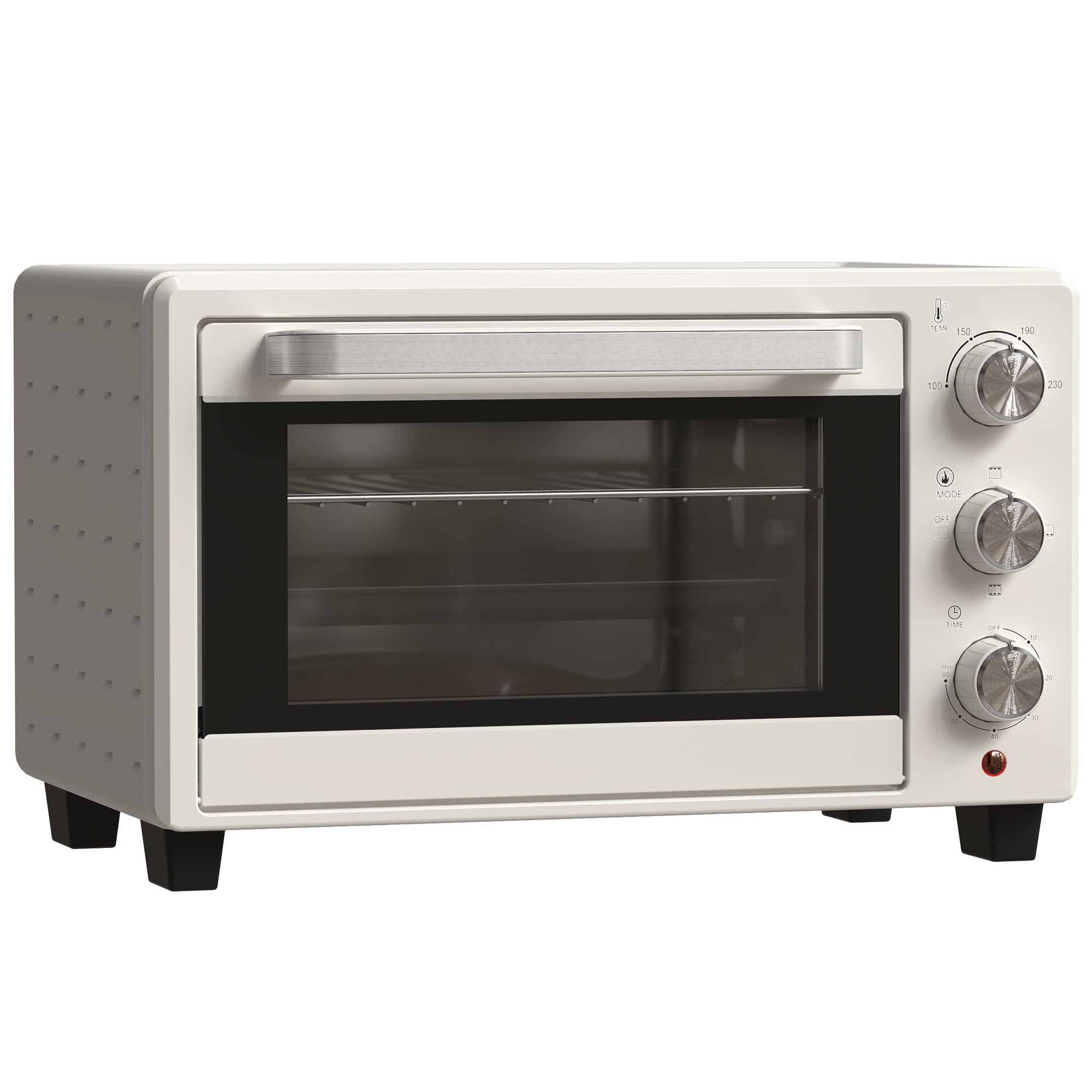 Mini Oven Rotisserie Toaster 21L, 3 Modes, Stainless Steel, Cream White