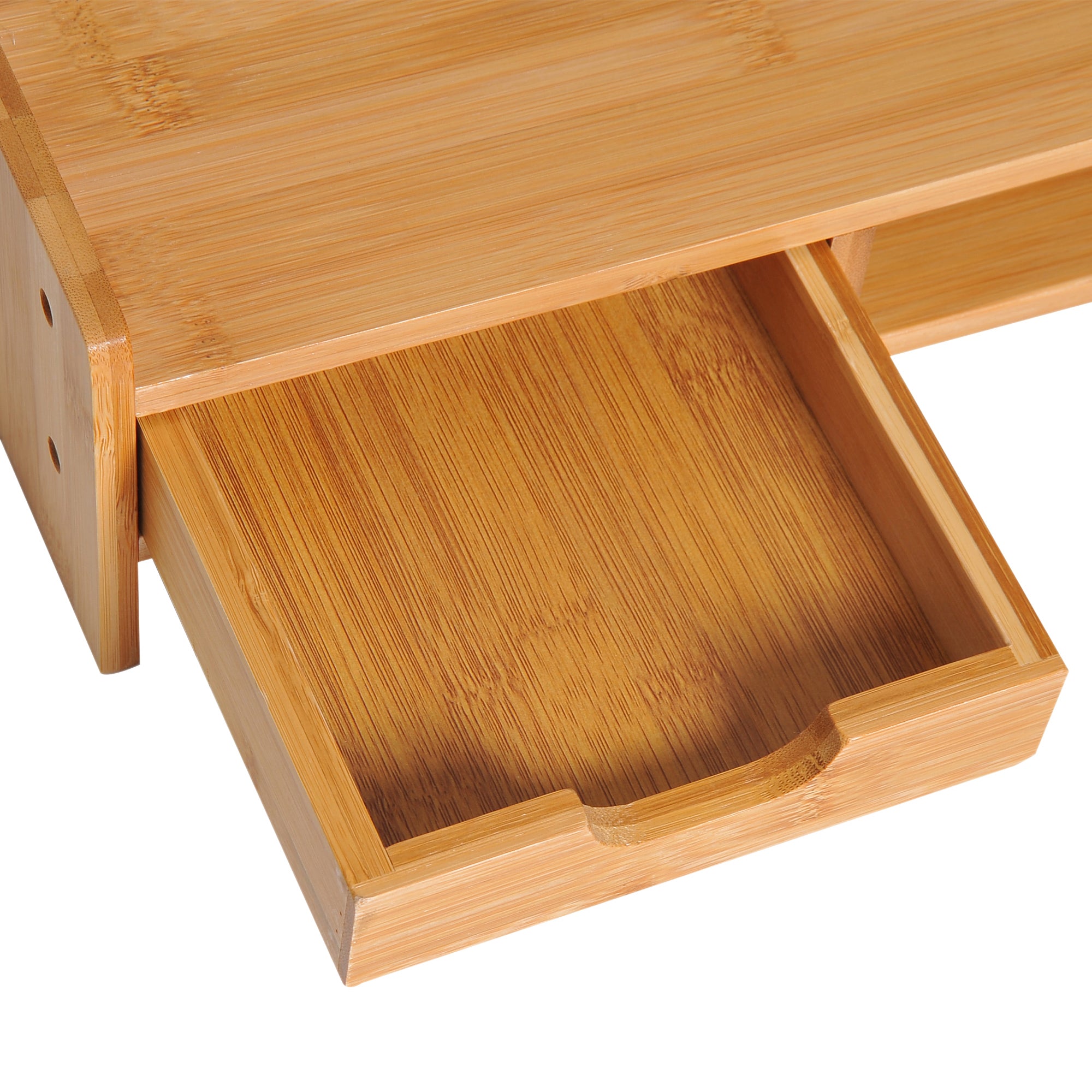 Monitor Stand Screen Desk Organizer with Drawers, Natural Bamboo
