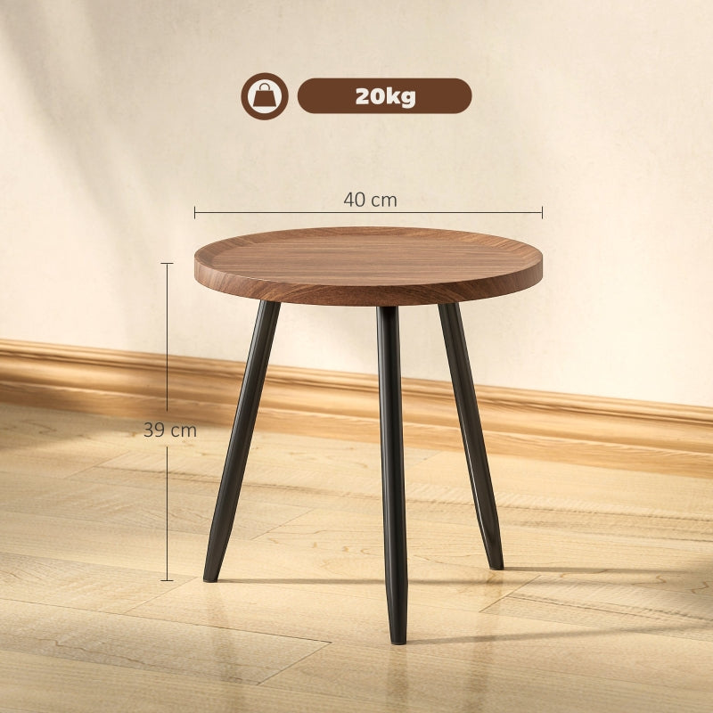 Modern Round Coffee Table, Steel Frame for Small Space, Chestnut Wood Effect