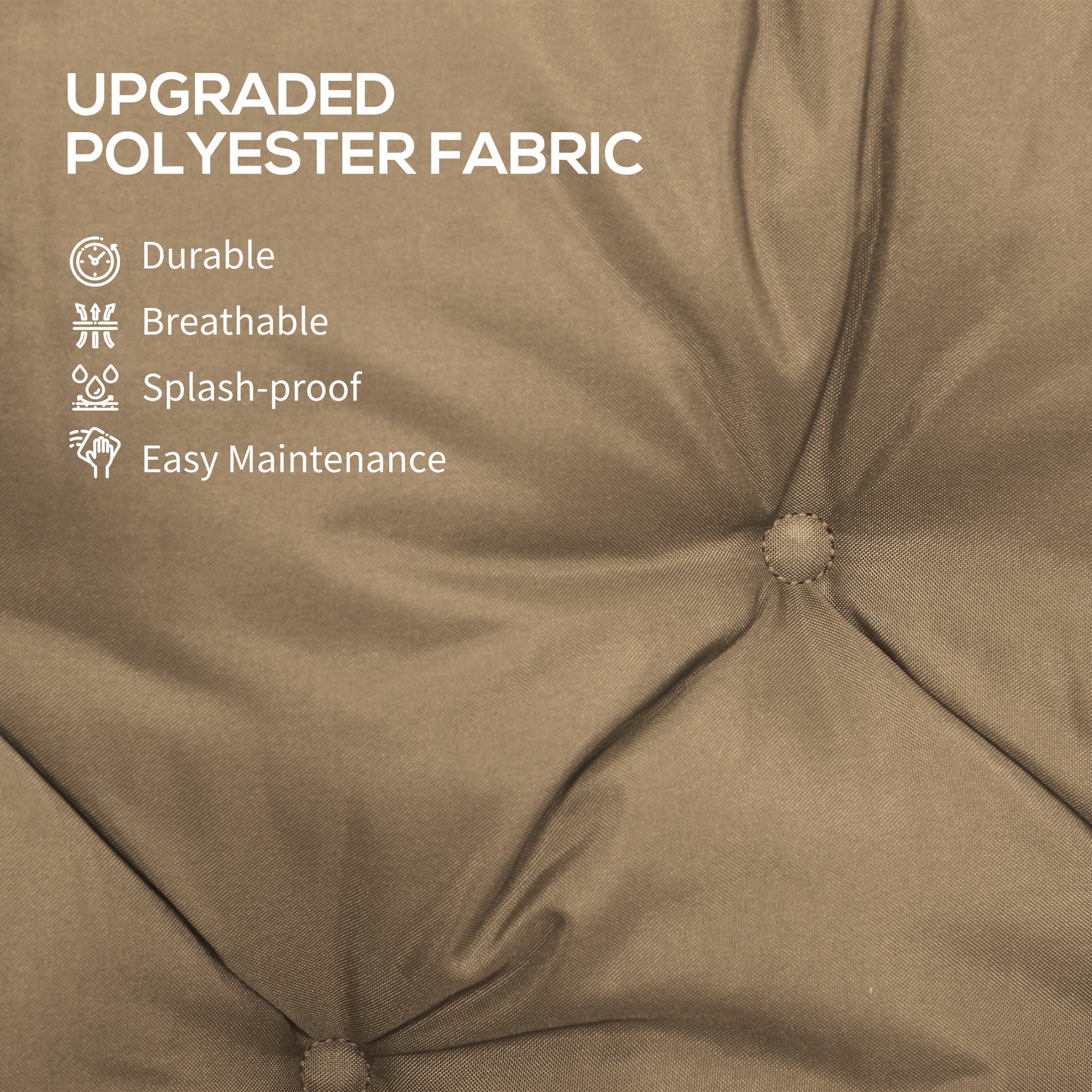 Three-Seater Bench Cushion Padded Polyester Khaki