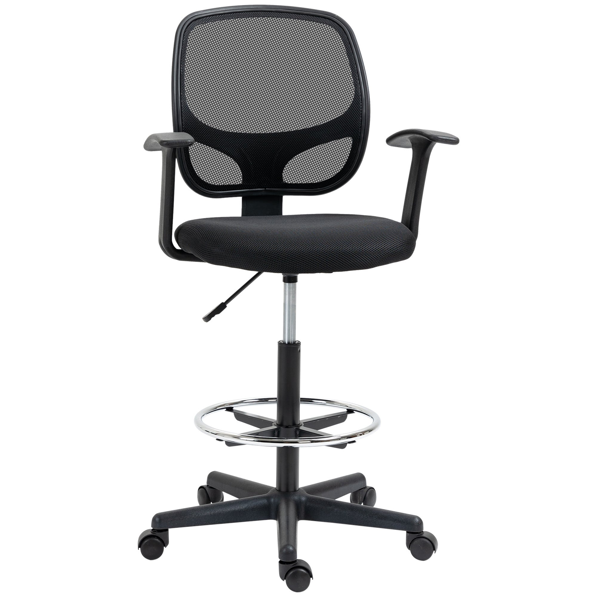 Vinsetto Office Chair Ergonomic Swivel Drafting Adjustable Footrest Black