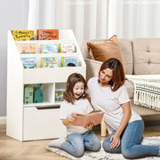 Children's Bookshelf with Drawer, 3 Shelves 2 Compartments, White