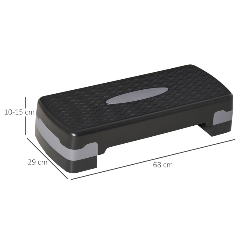 Step Board Aerobic, 2-Level Adjustable, Black Grey