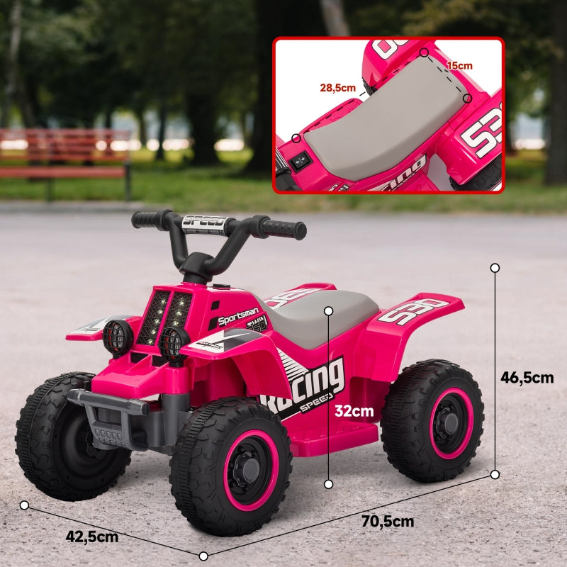 AIYAPLAY Electric Quad Bike for Kids, Battery-Powered, LED Lights, Pink