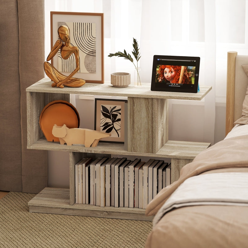 S-Shaped Side Table Natural Wood Finish