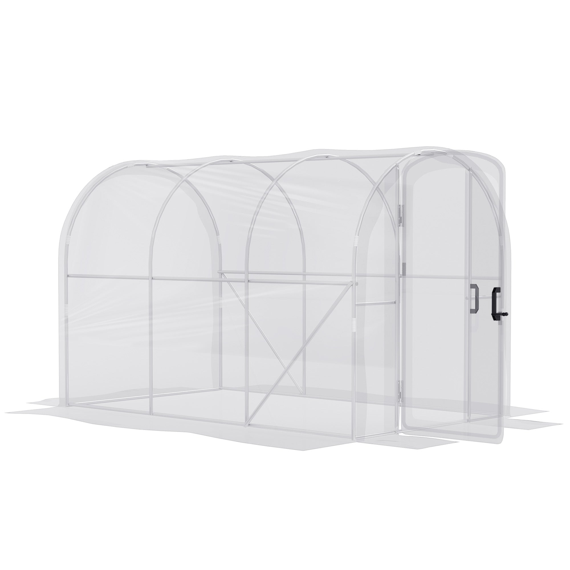 Polytunnel Greenhouse Walk-in Grow House, PE Cover Galvanised Steel Frame, Clear