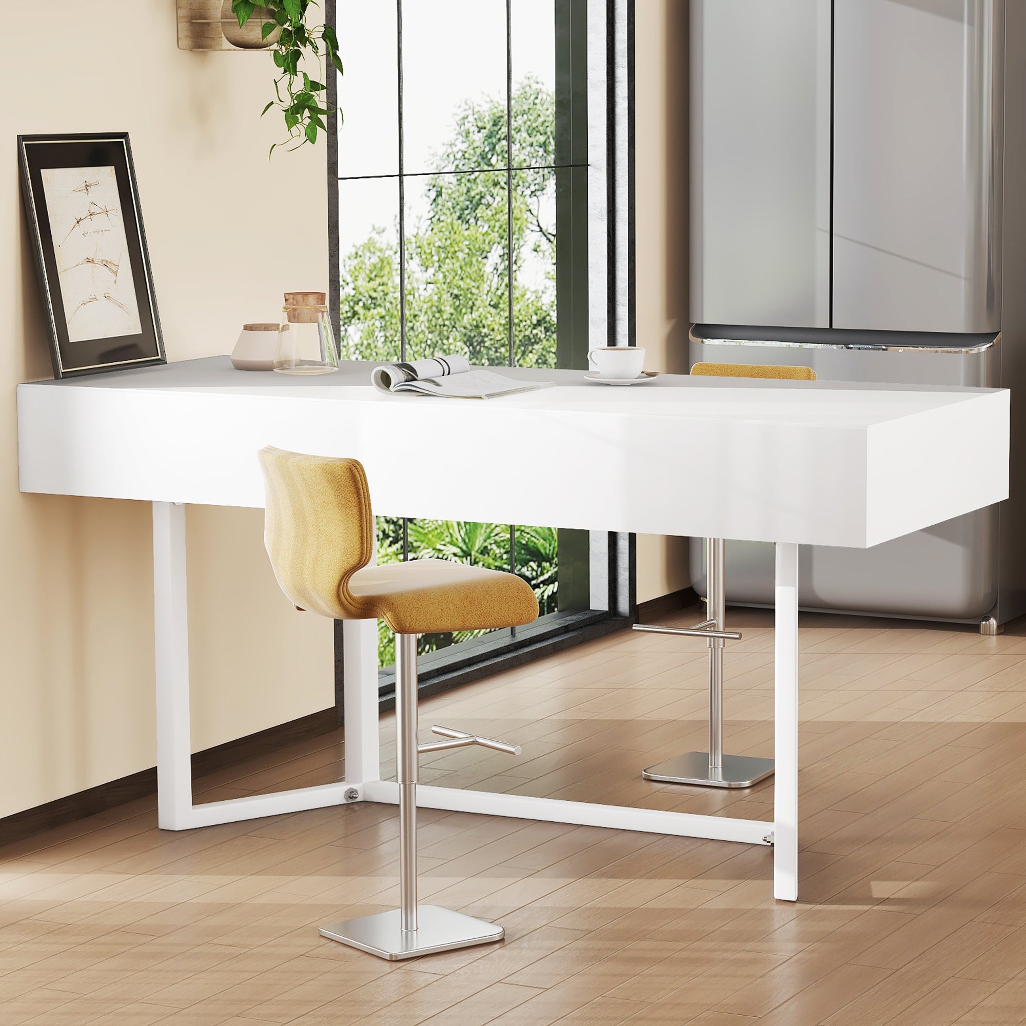 Foldable Desk 120x55cm – Multifunctional, European Sockets, Clamshell Design