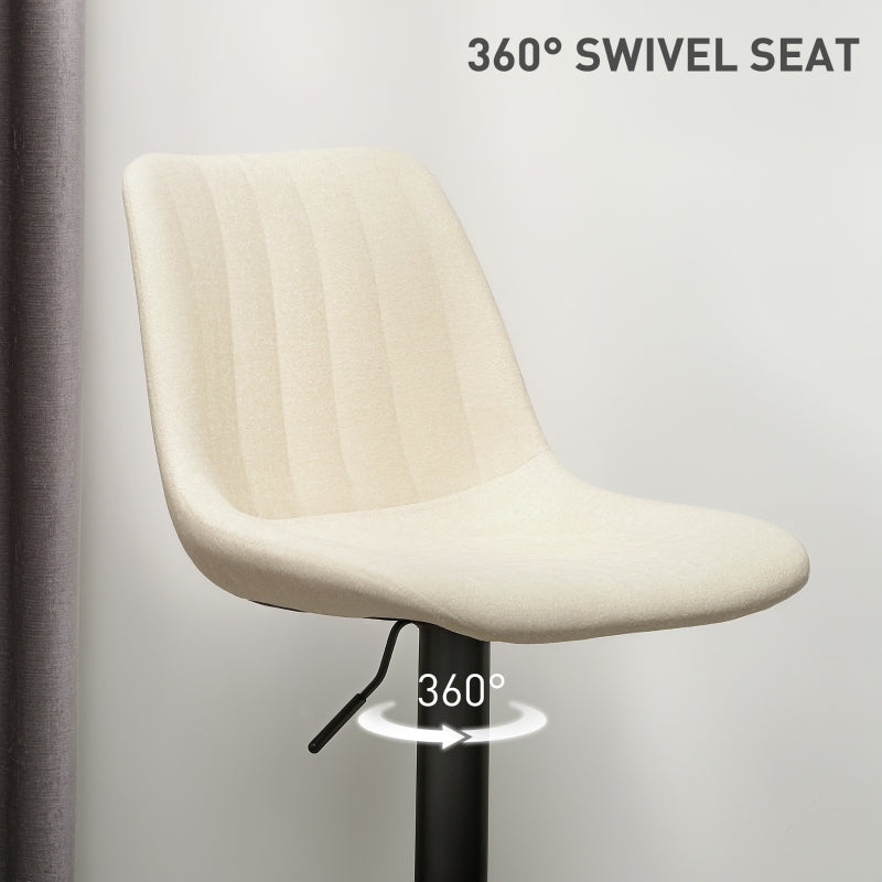 Set of Two Tub Bar Stools Chenille-Feel Beige