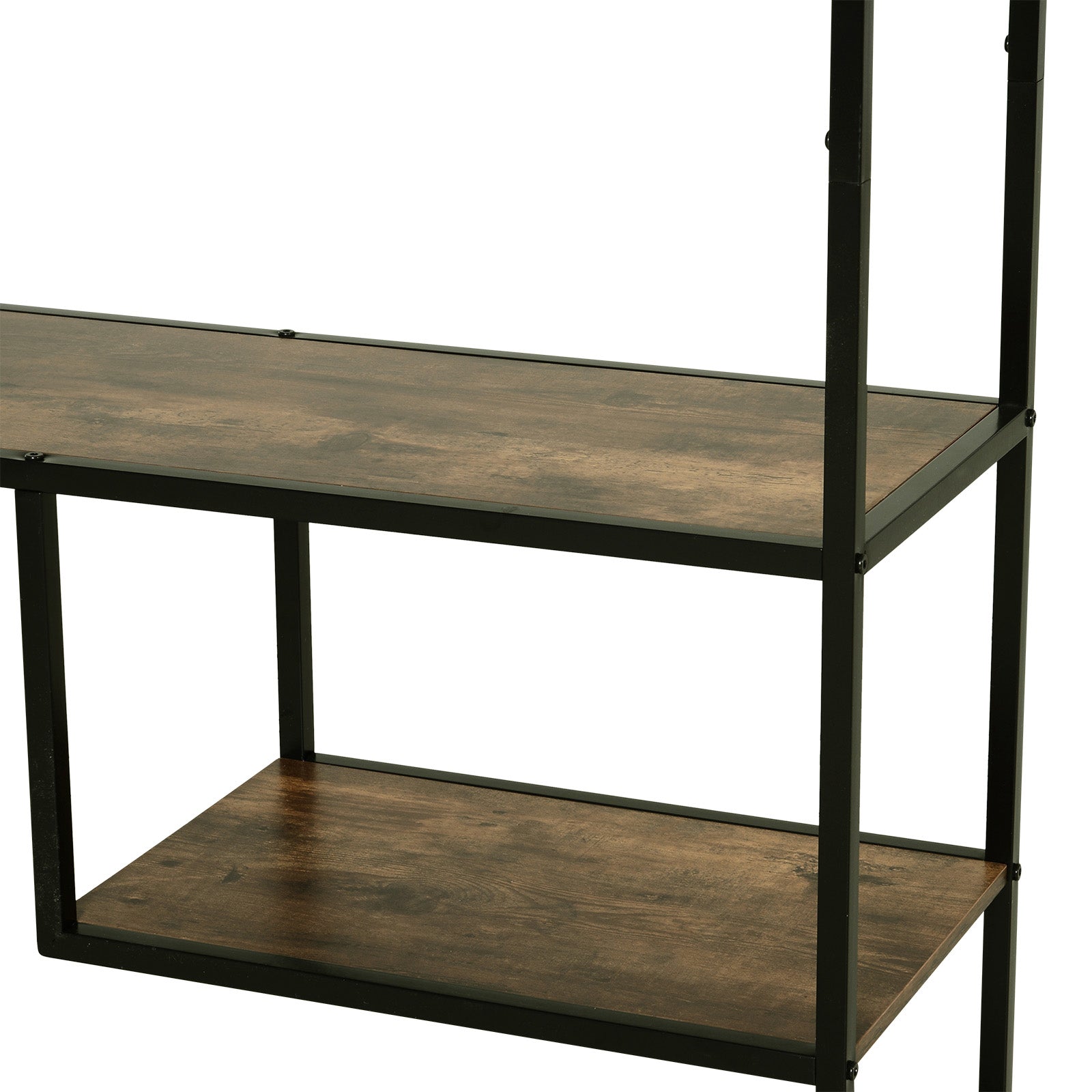 6 Tier Bookcase Industrial Tall Shelf Unit Steel Frame Rustic Brown and Black