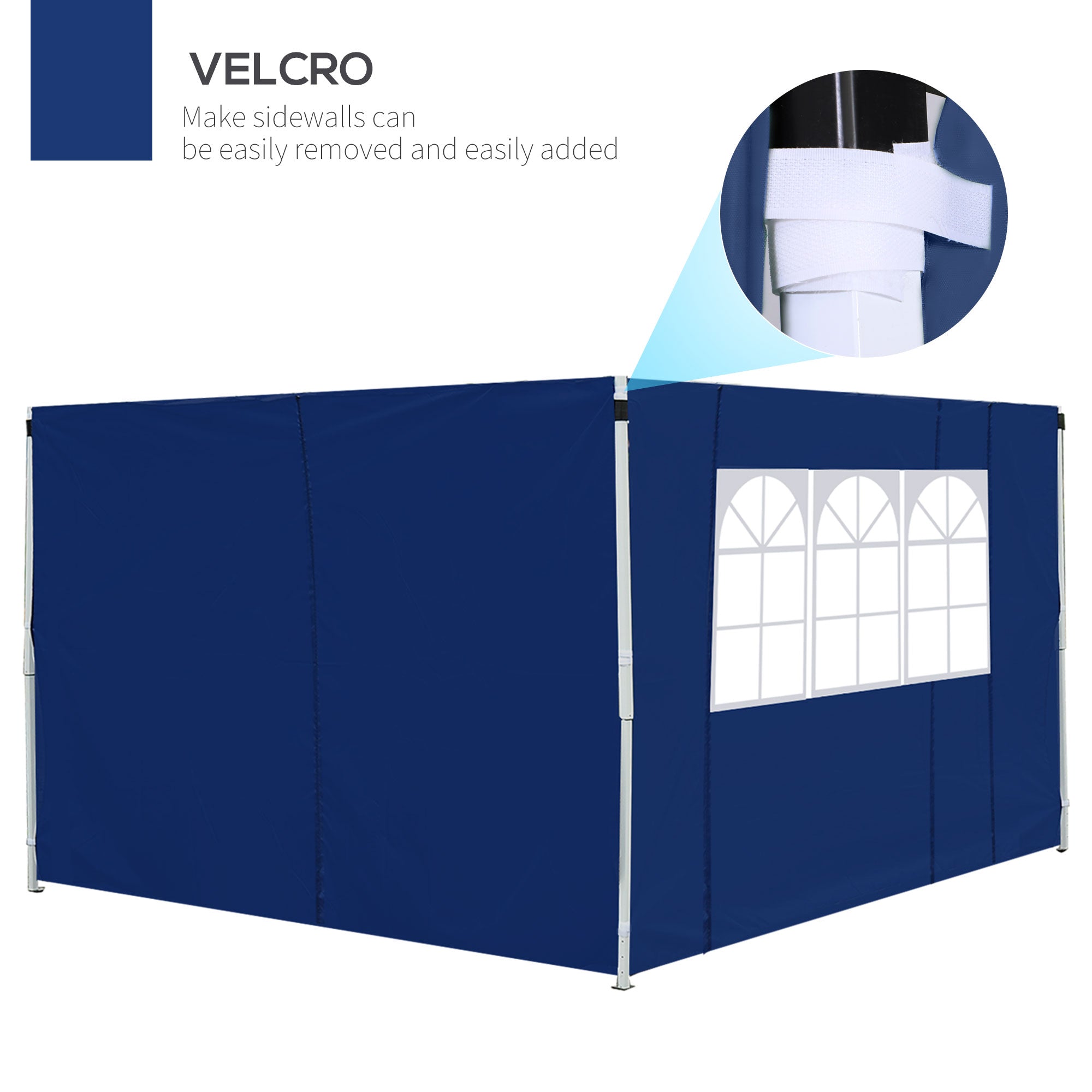 3m Gazebo Side Panel Wall with Window, Replaceable Blue