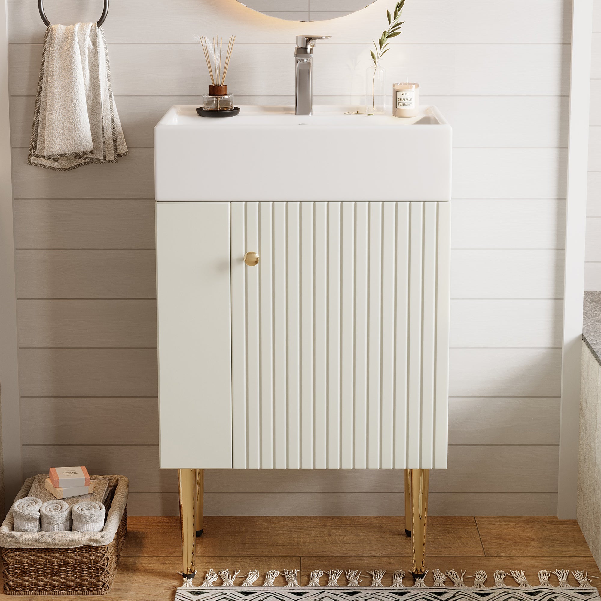 Bathroom Furniture Washbasin 55cm, Guest Bathroom Vanity Unit, White