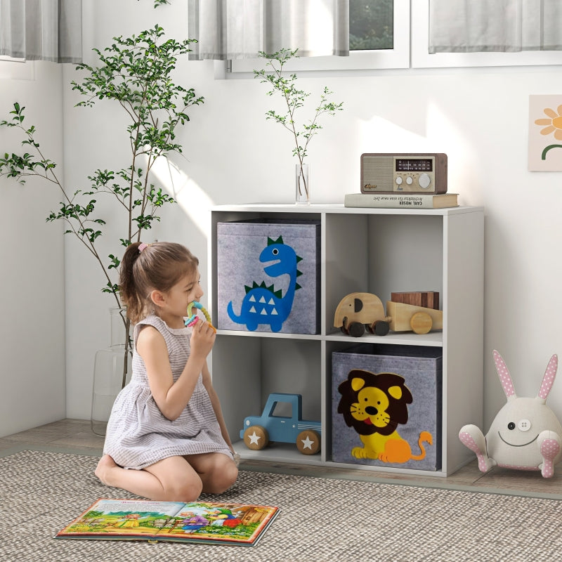 ZONEKIZ Children's Shelf Bookcase with 2 Storage Boxes, White+Gray