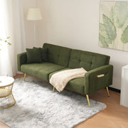 Sofa Bed Adjustable Angle, Gold Legs, Storage Pockets and Cushions